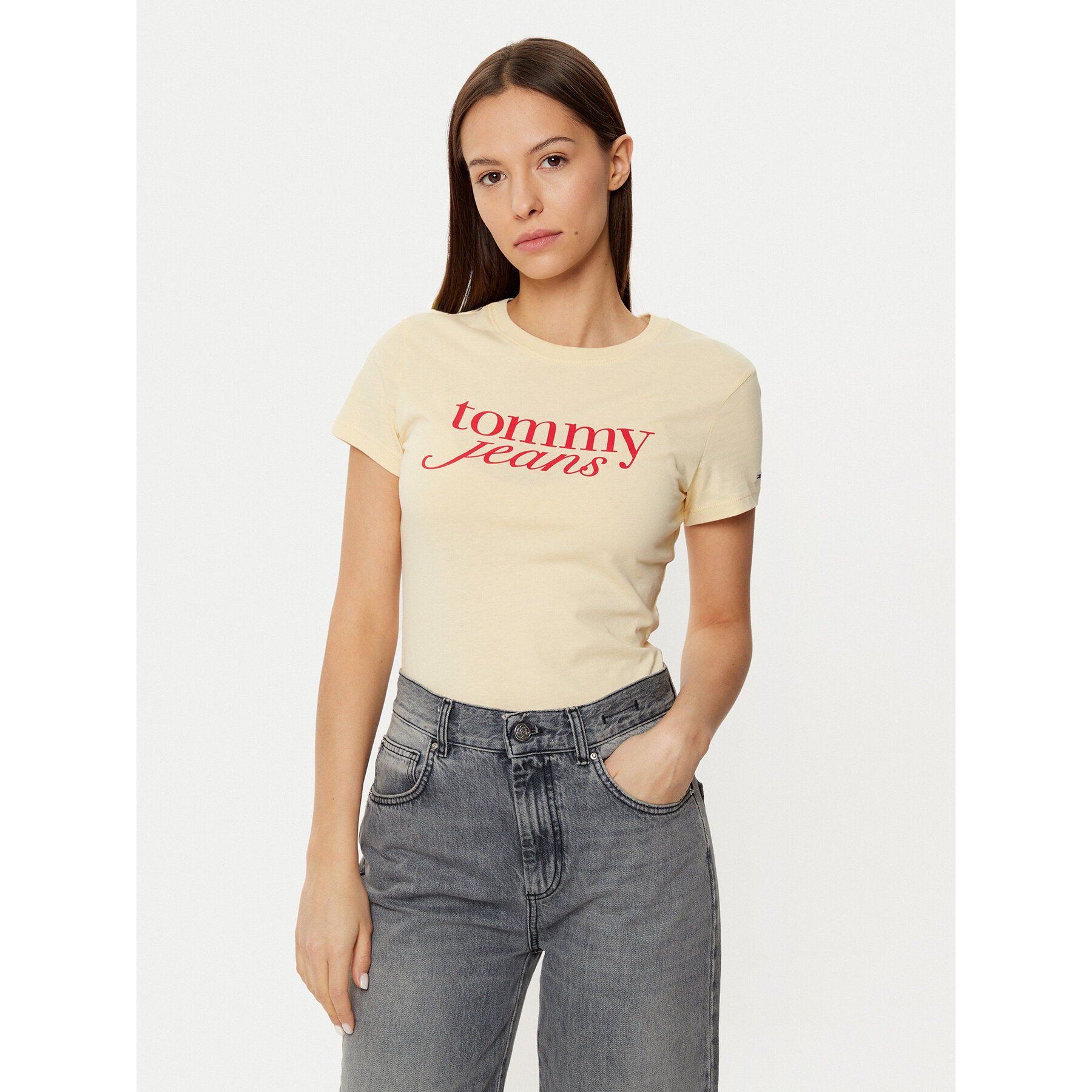 Tommy Jeans T-Shirt DW0DW19447 Gelb Slim Fit