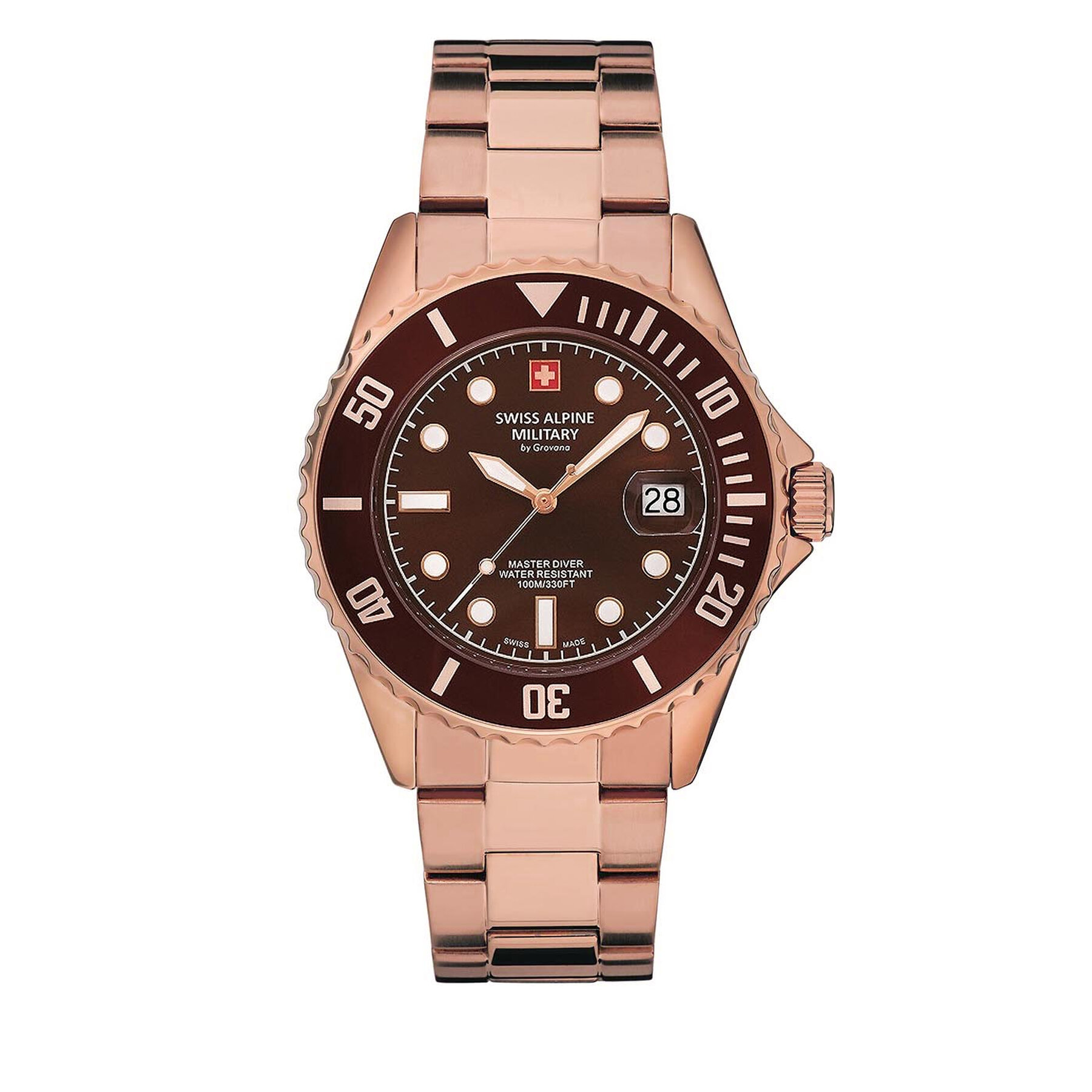 

Годинник Swiss Alpine Military 7053.1166 Rose Gold/Brown, Золотий