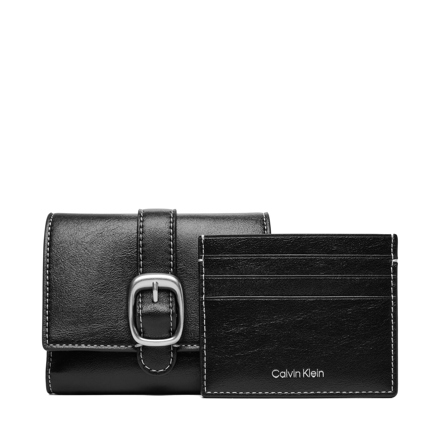 Denarnica Calvin Klein Buckle 2 In 1 Wallet LV04F1168G Črna