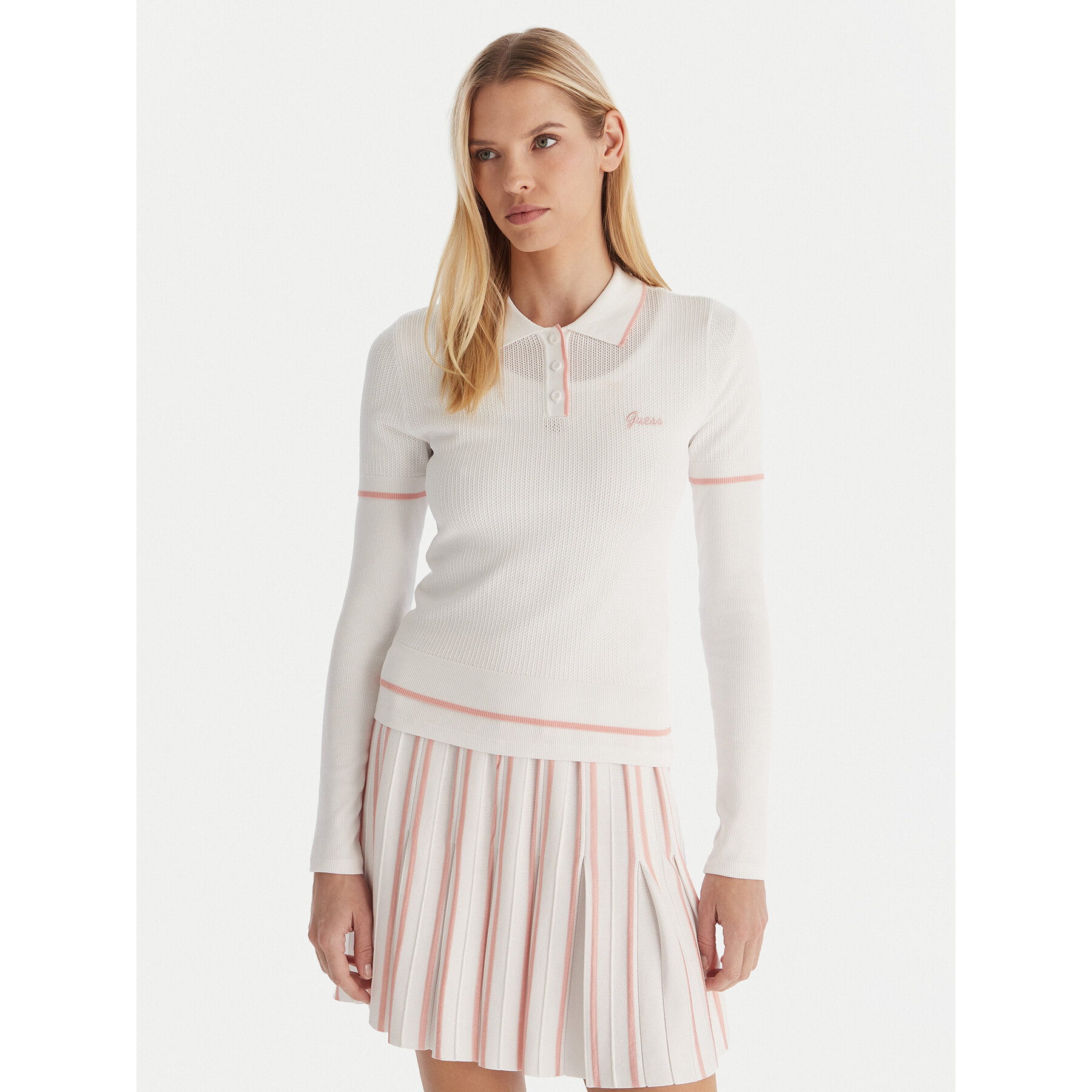 Guess Polo majica V5GP00Z3D60 Bela Slim Fit
