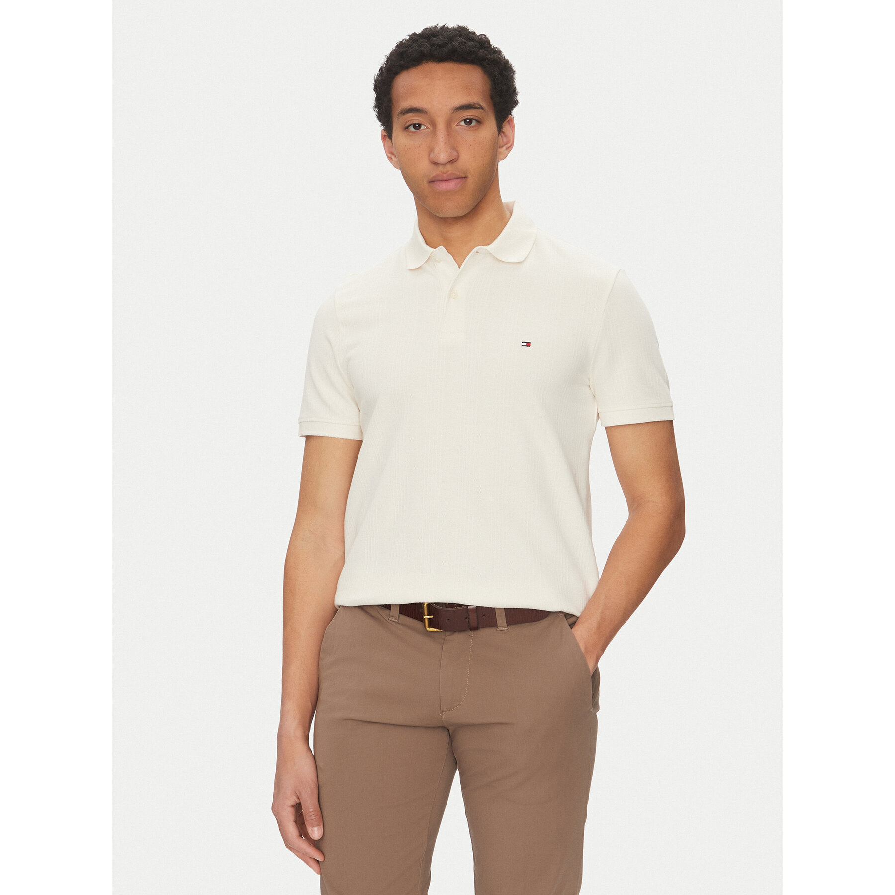 Tommy Hilfiger Pólóing Vertical MW0MW38951 Sárga Regular Fit