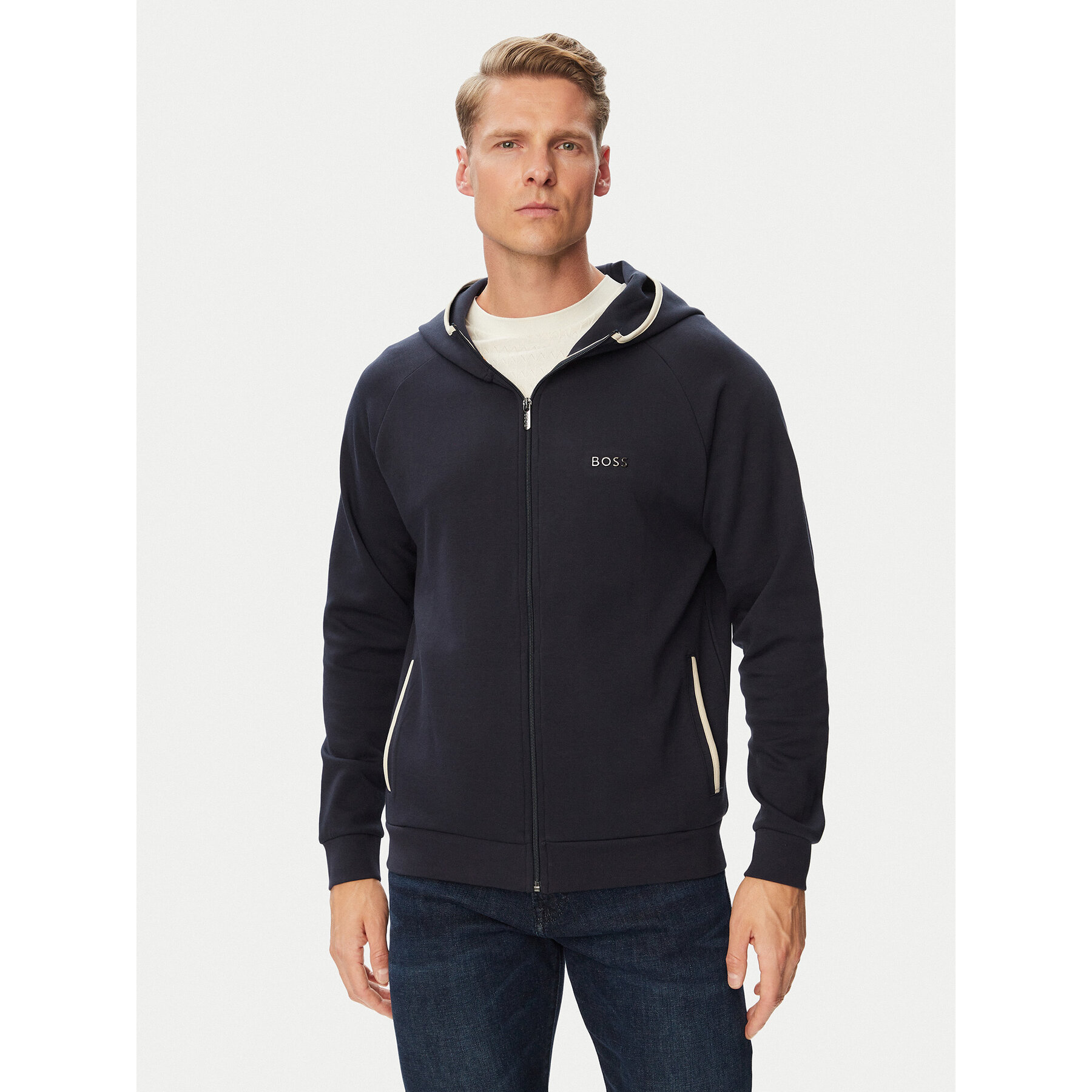 BOSS Sweatshirt Sense Hooded Jacket 50566916 Dunkelblau Regular Fit
