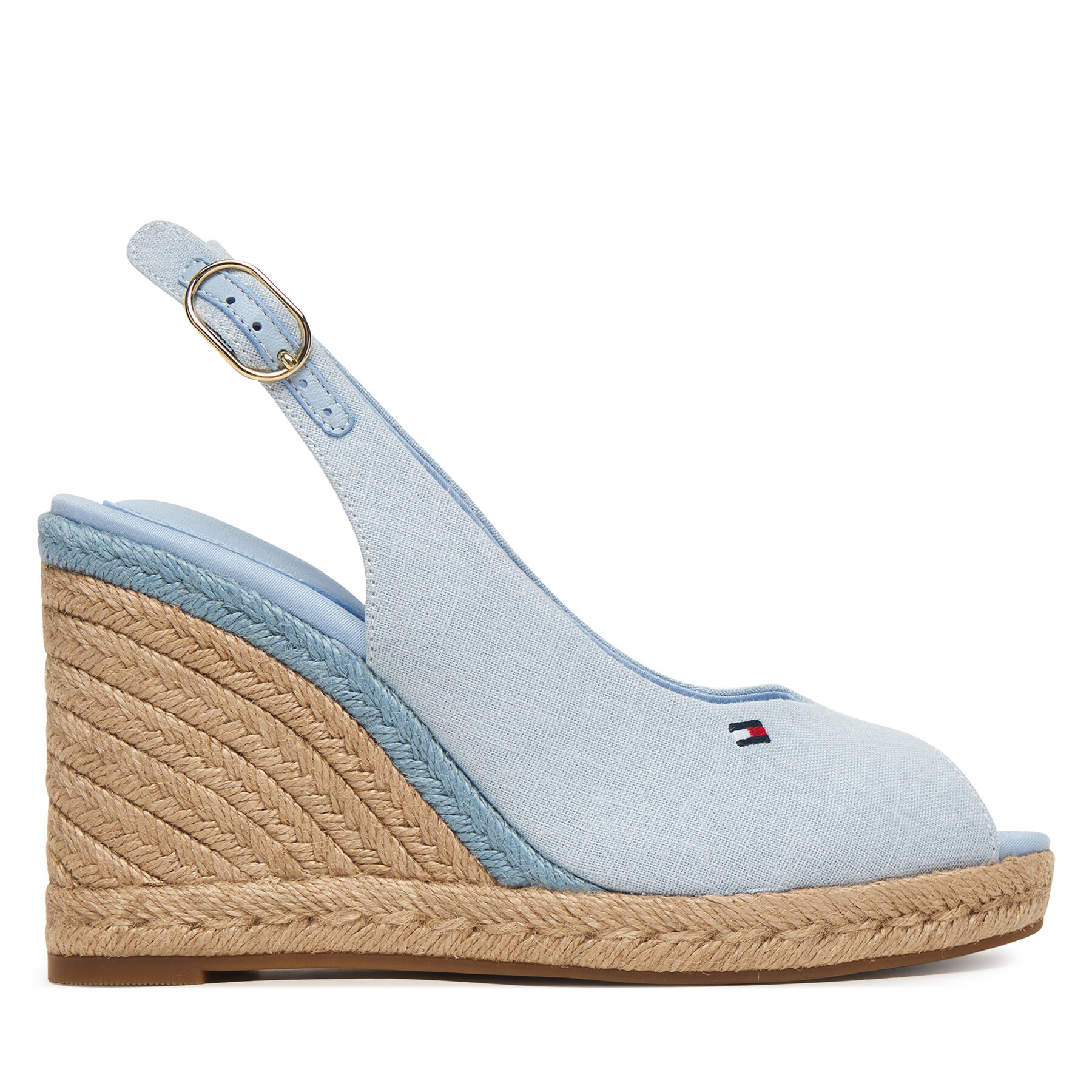 Espadrile Tommy Hilfiger Flag High Wedge Espad Slingback FW0FW09343 Albastru celest