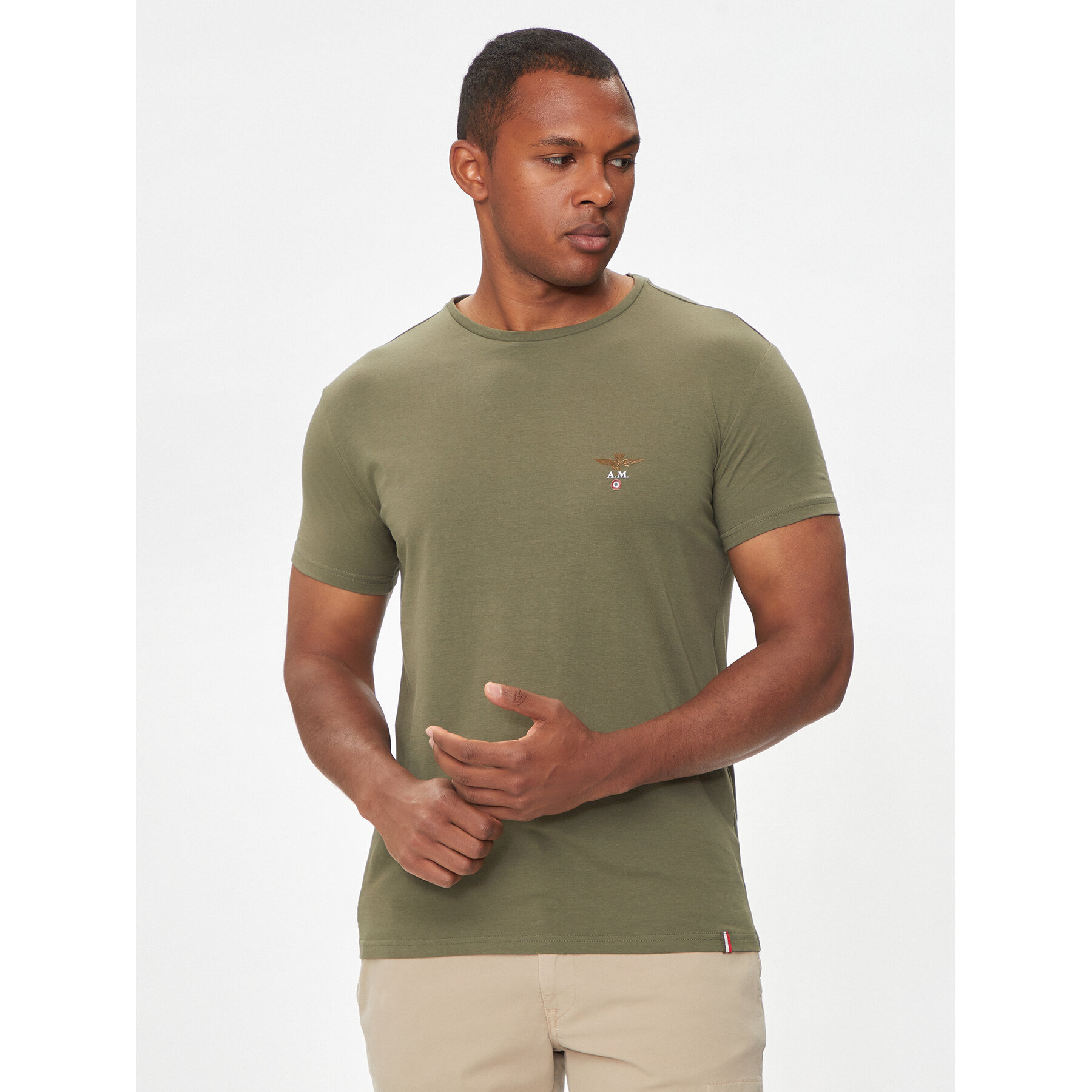Aeronautica Militare Majica AM1UTI001 Khaki Regular Fit