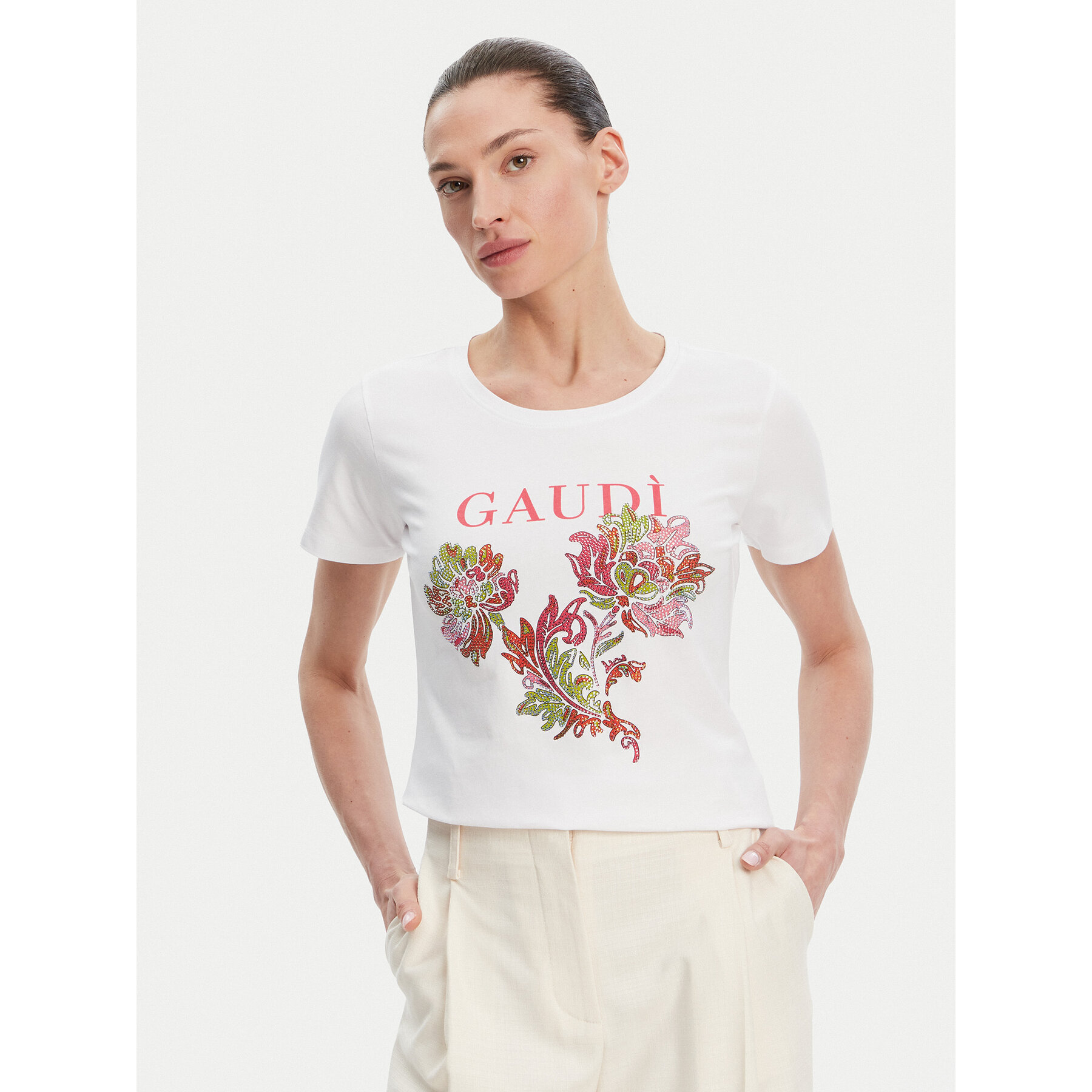 Gaudi Gaudi T-Shirt 511BD64036 Λευκό Regular Fit