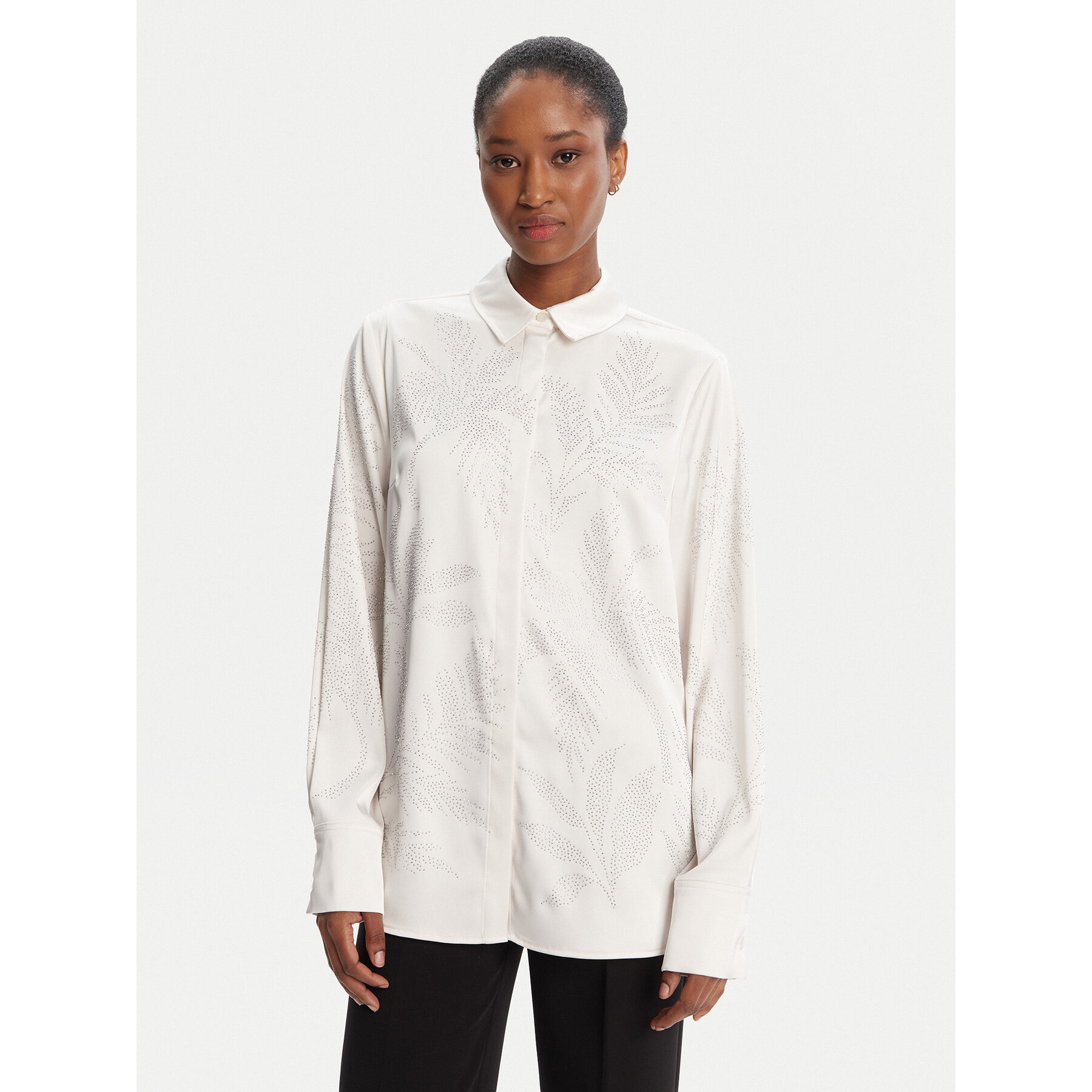 Guess Camicia W5YH40 WFQC2 Écru Regular Fit