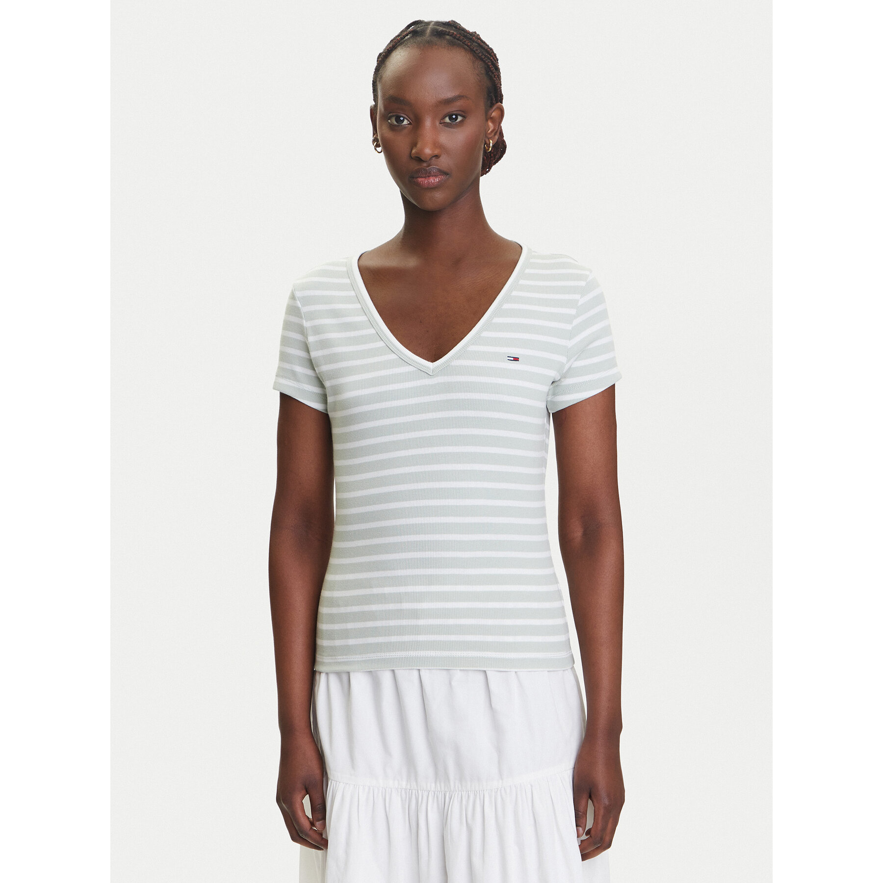 Tommy Jeans T-Shirt Essential DW0DW17385 Πράσινο Slim Fit