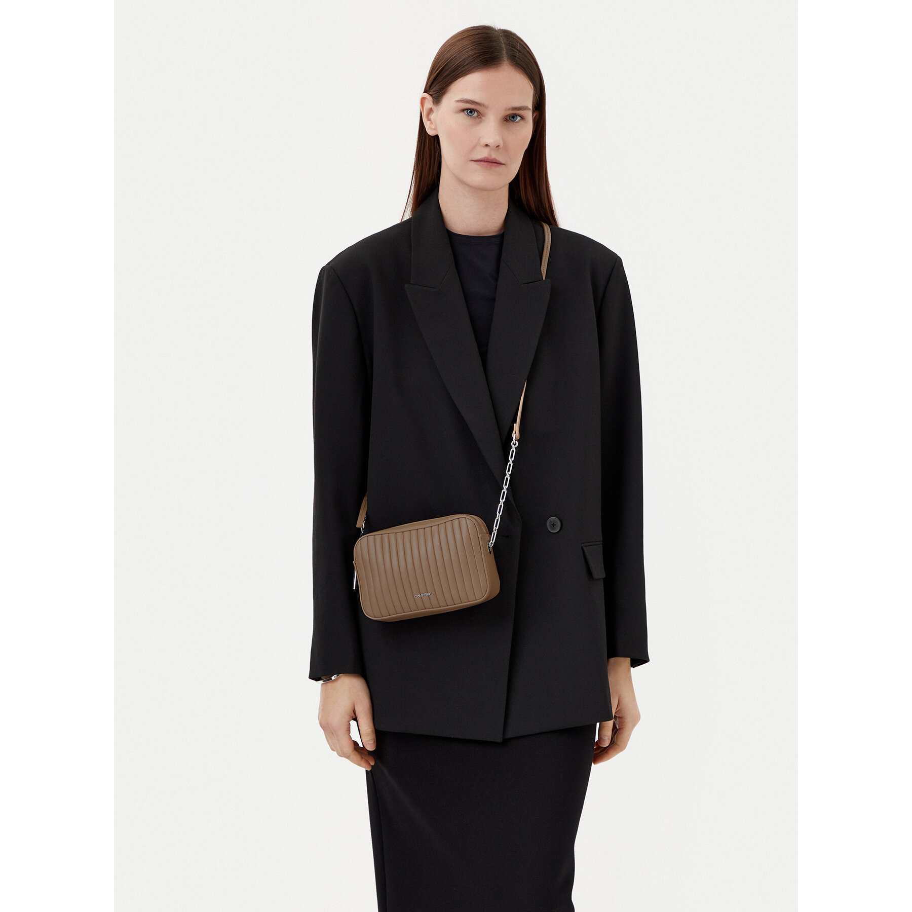 Borsetta Calvin Klein Mini Line Quilt Camera Bag K60K613078 Marrone