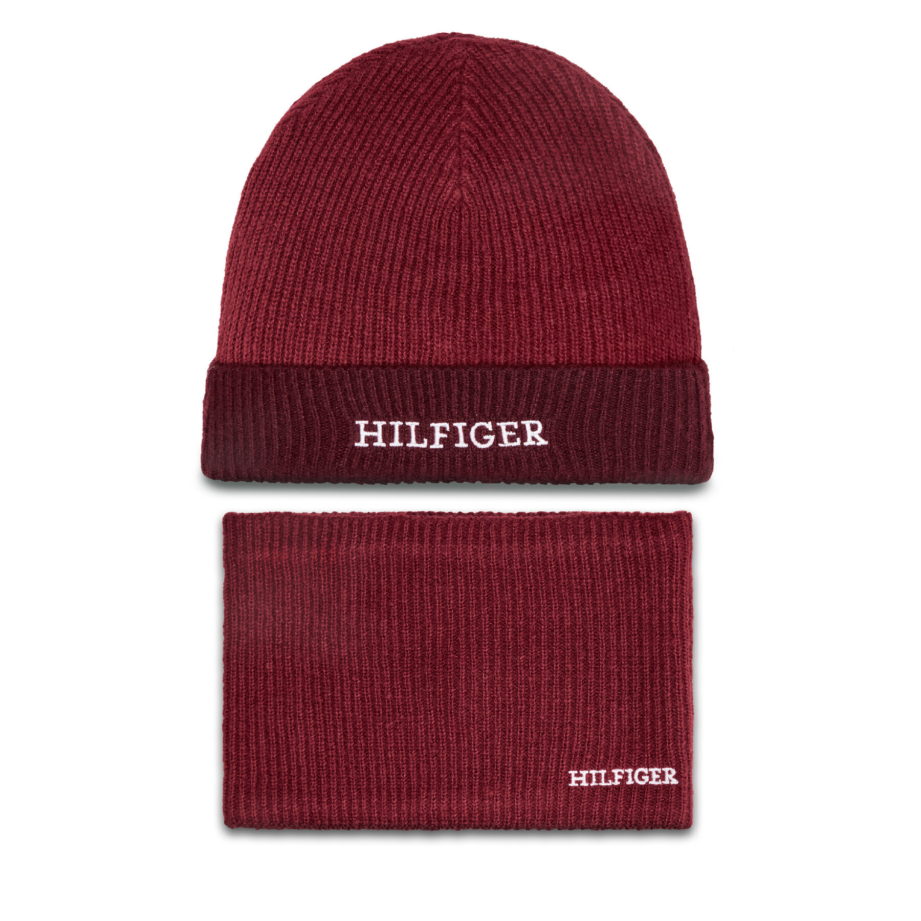 Set căciulă și fular tip guler Tommy Hilfiger AU0AU01938 Roșu