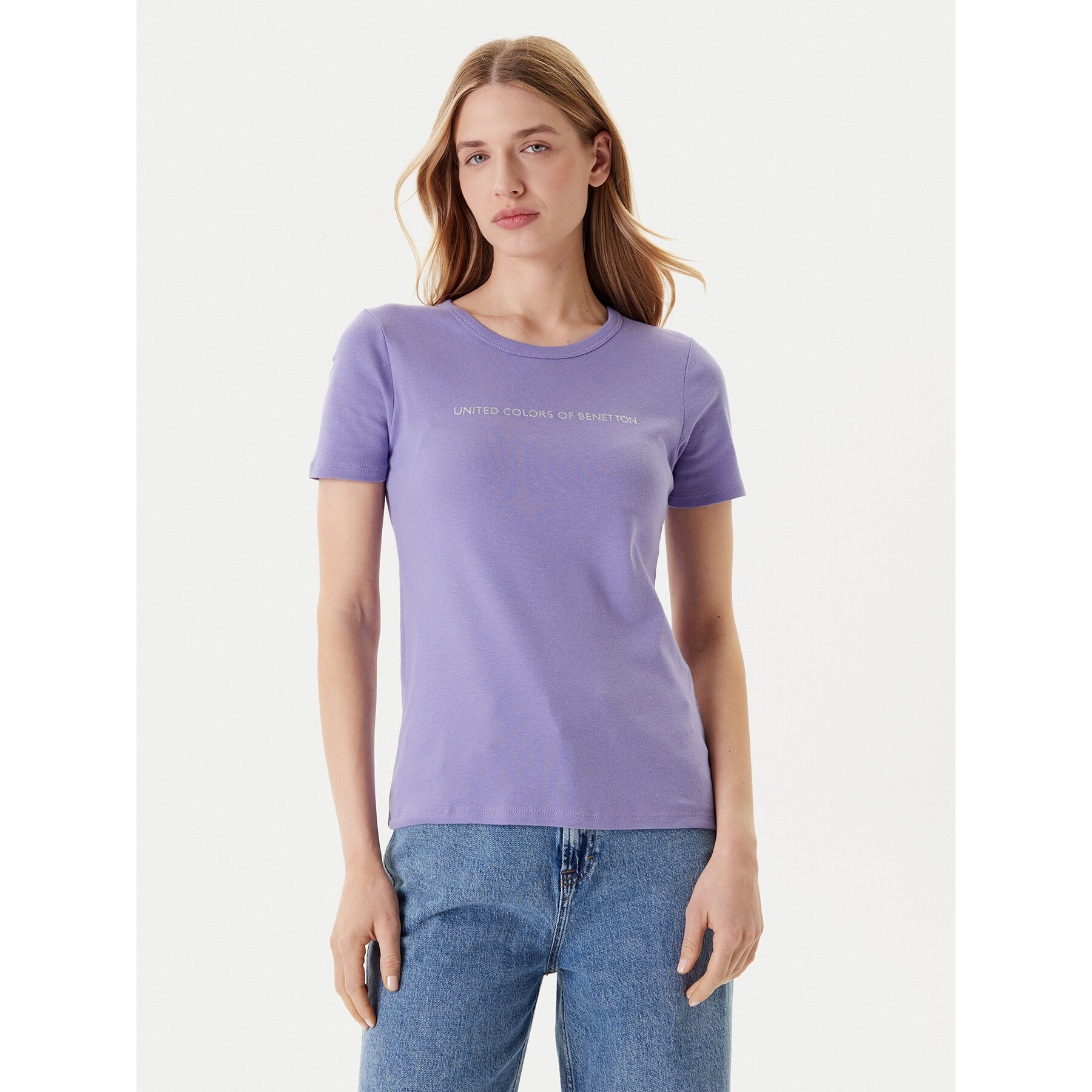United Colors Of Benetton Póló 3GA2E16A2 Lila Regular Fit