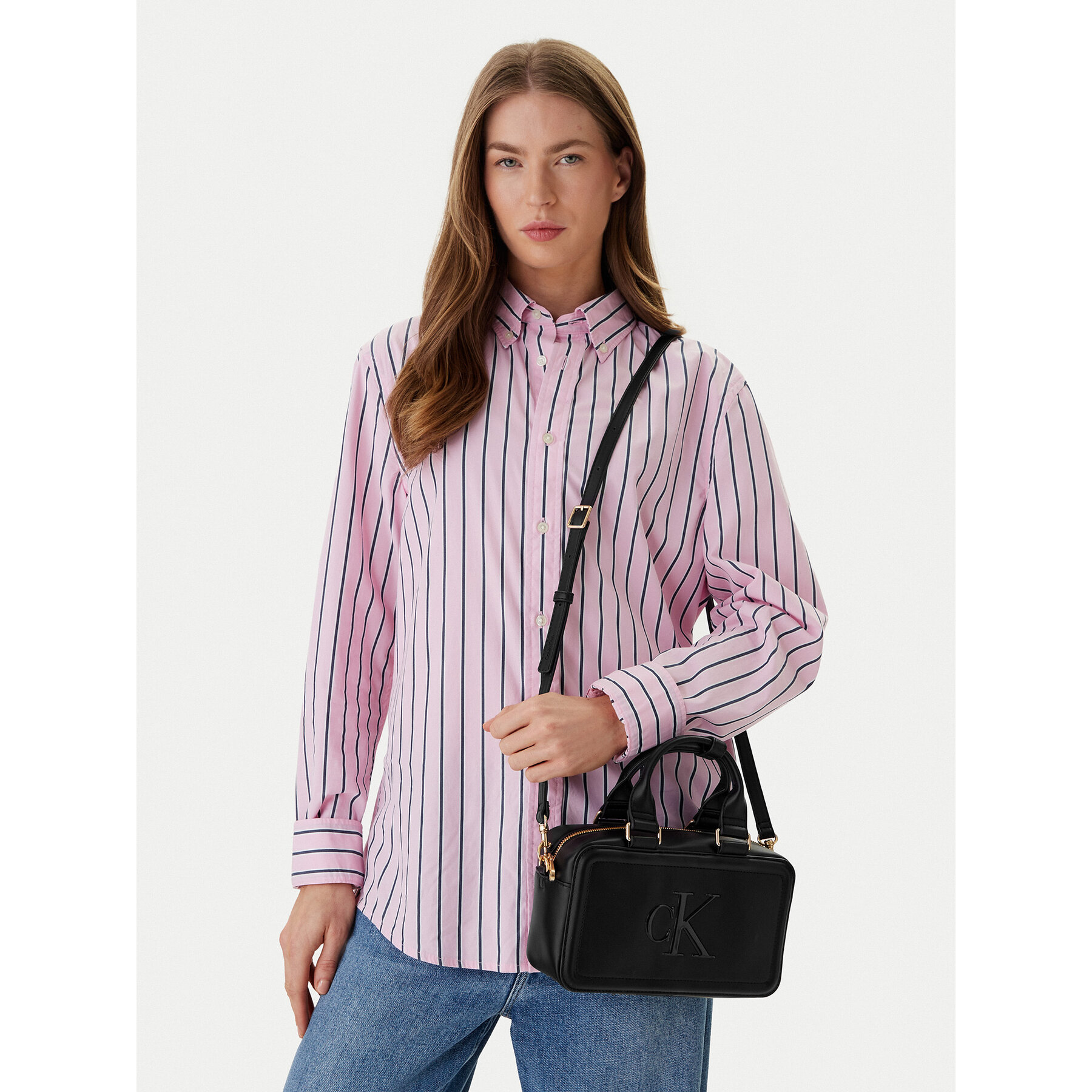 Ročna torba Calvin Klein Bold Ck Bauletto Crossbody LV04F3411G Črna