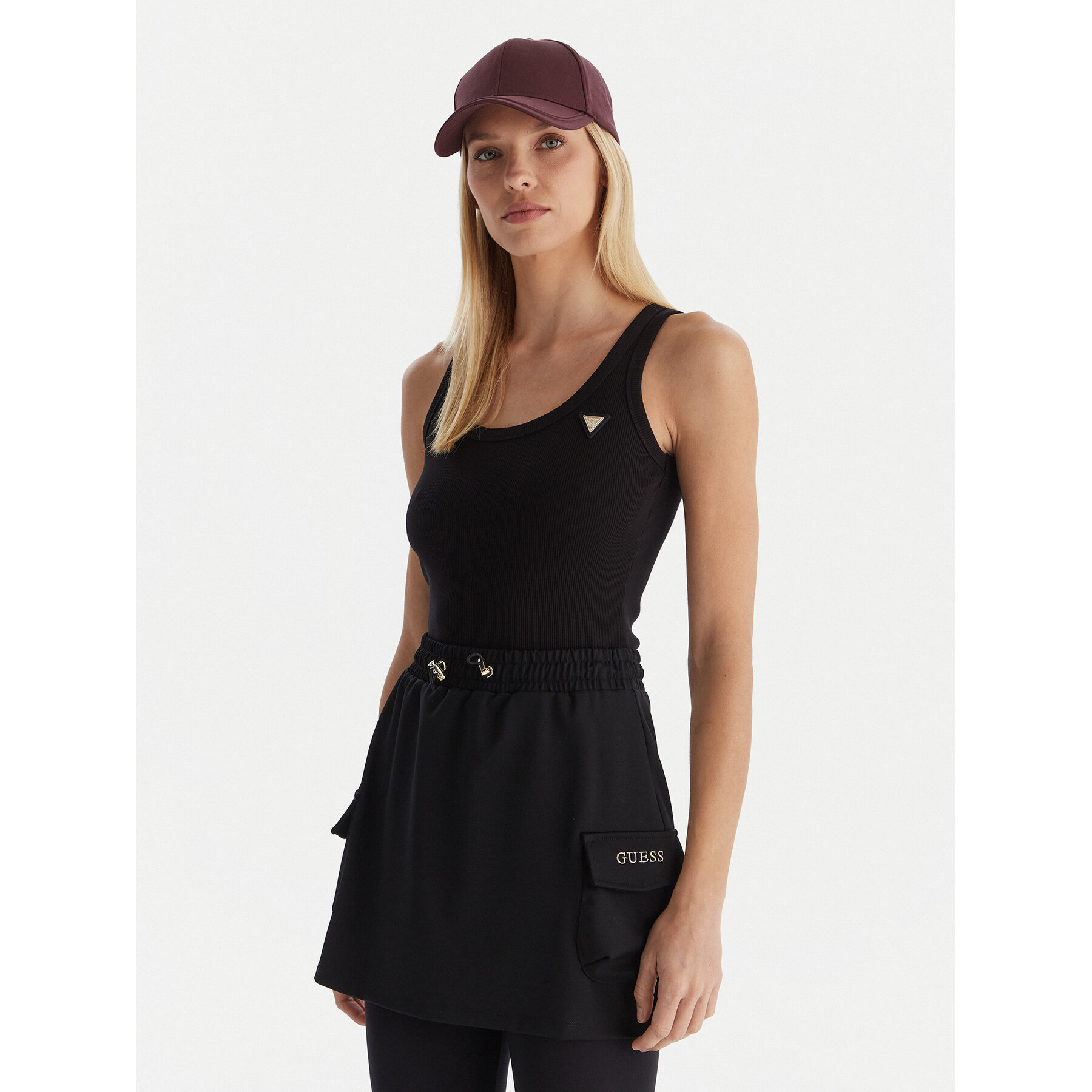 Guess Τοπ Colette V4YP06 K8RT2 Μαύρο Slim Fit