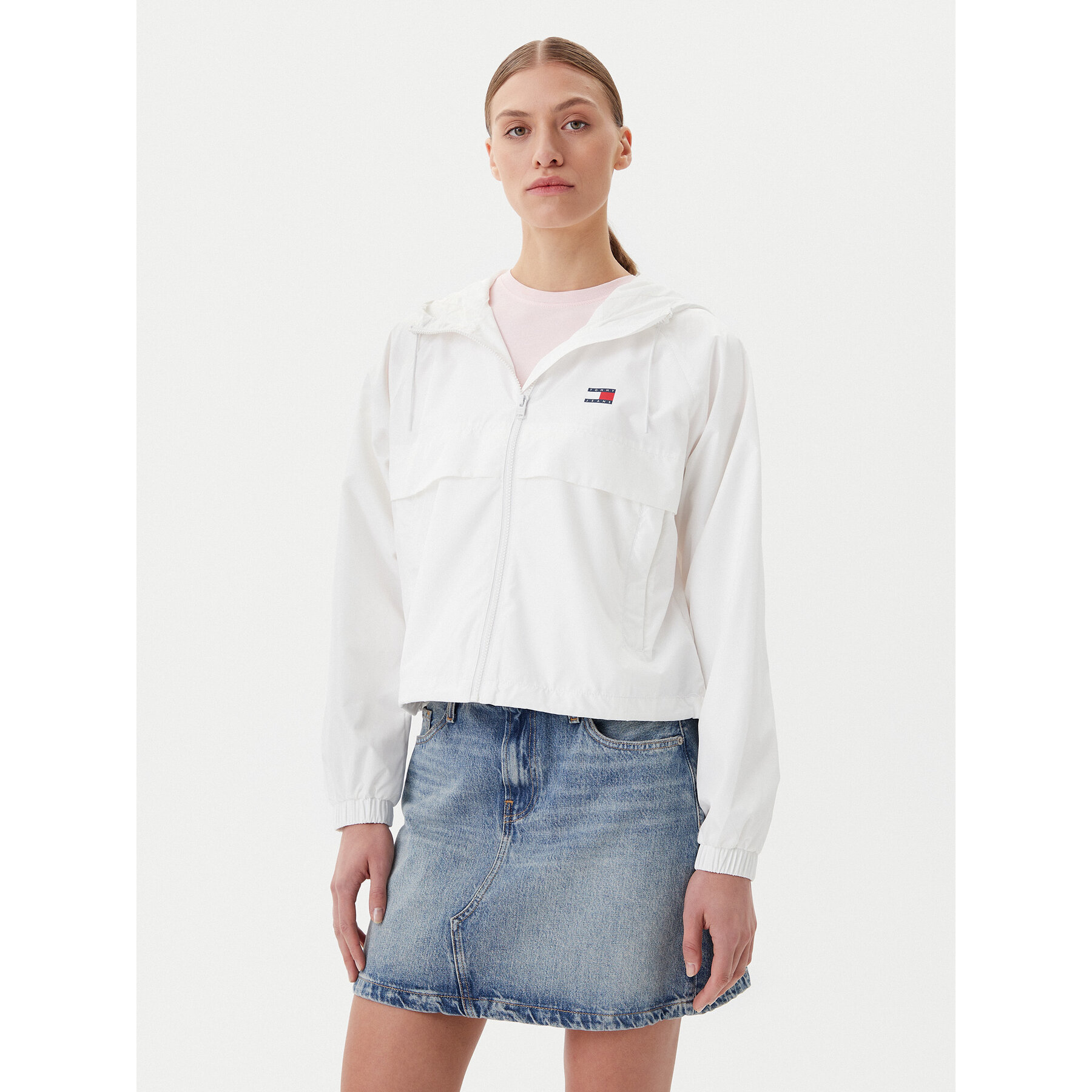 Tommy Jeans Windjacke Essential DW0DW20672 Weiß Relaxed Fit