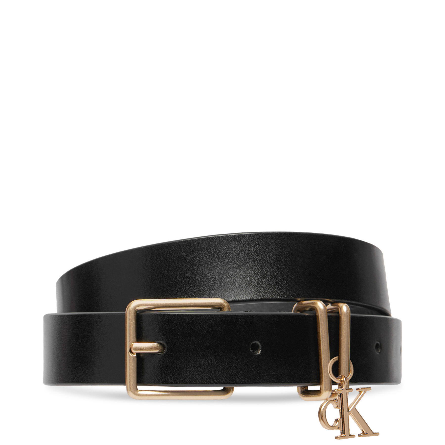 Pas Calvin Klein Logo Charm Belt LV04F7086G Črna