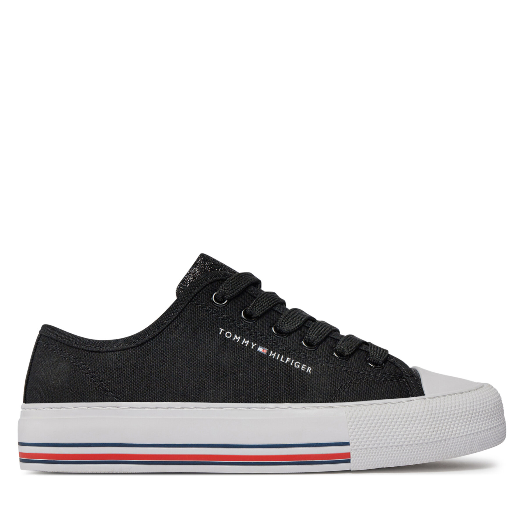 Tornacipő Tommy Hilfiger Low Cut Lace-Up Sneaker T3A9-33185-1687 S Fekete