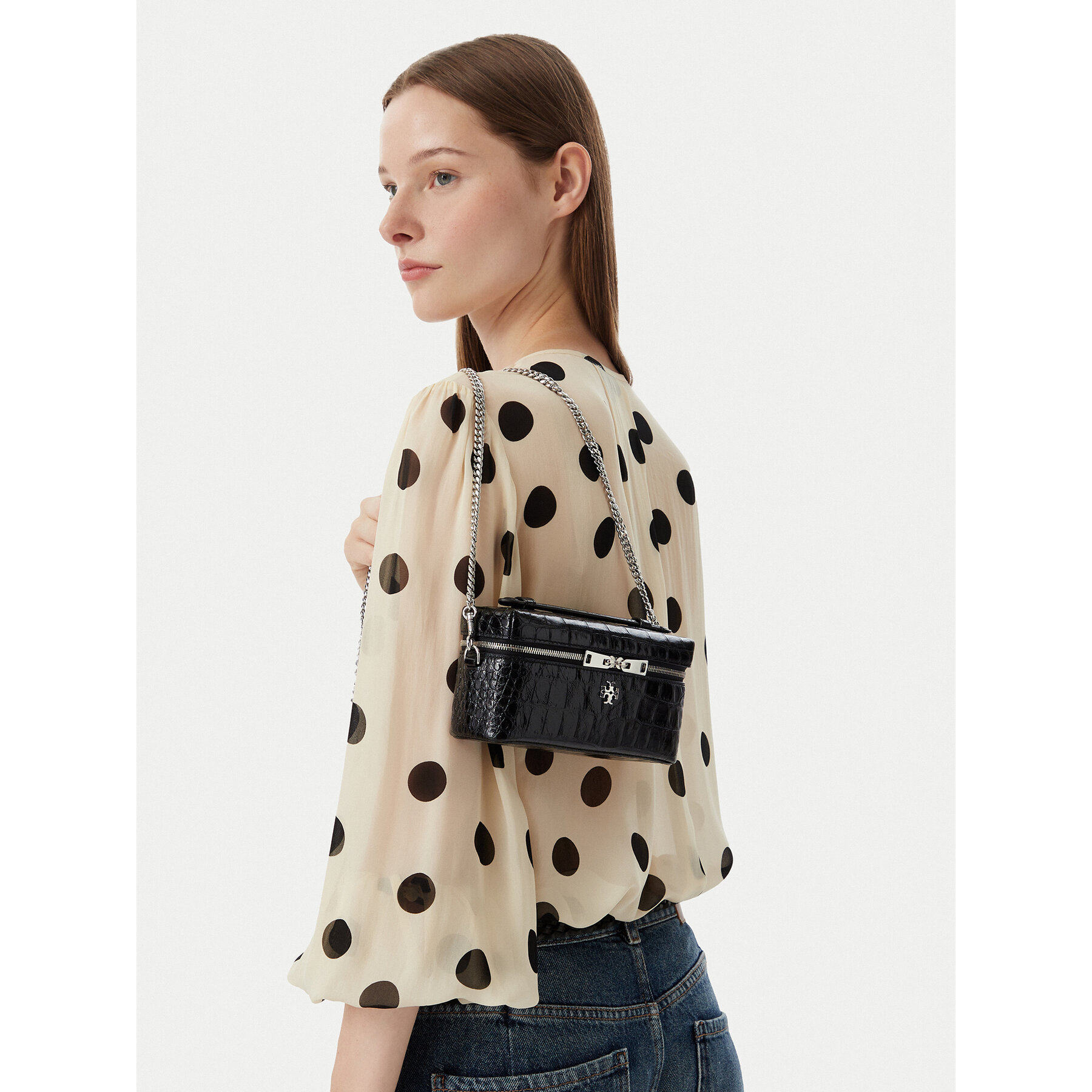 Geantă Tory Burch Charlie Embossed 185868 Negru