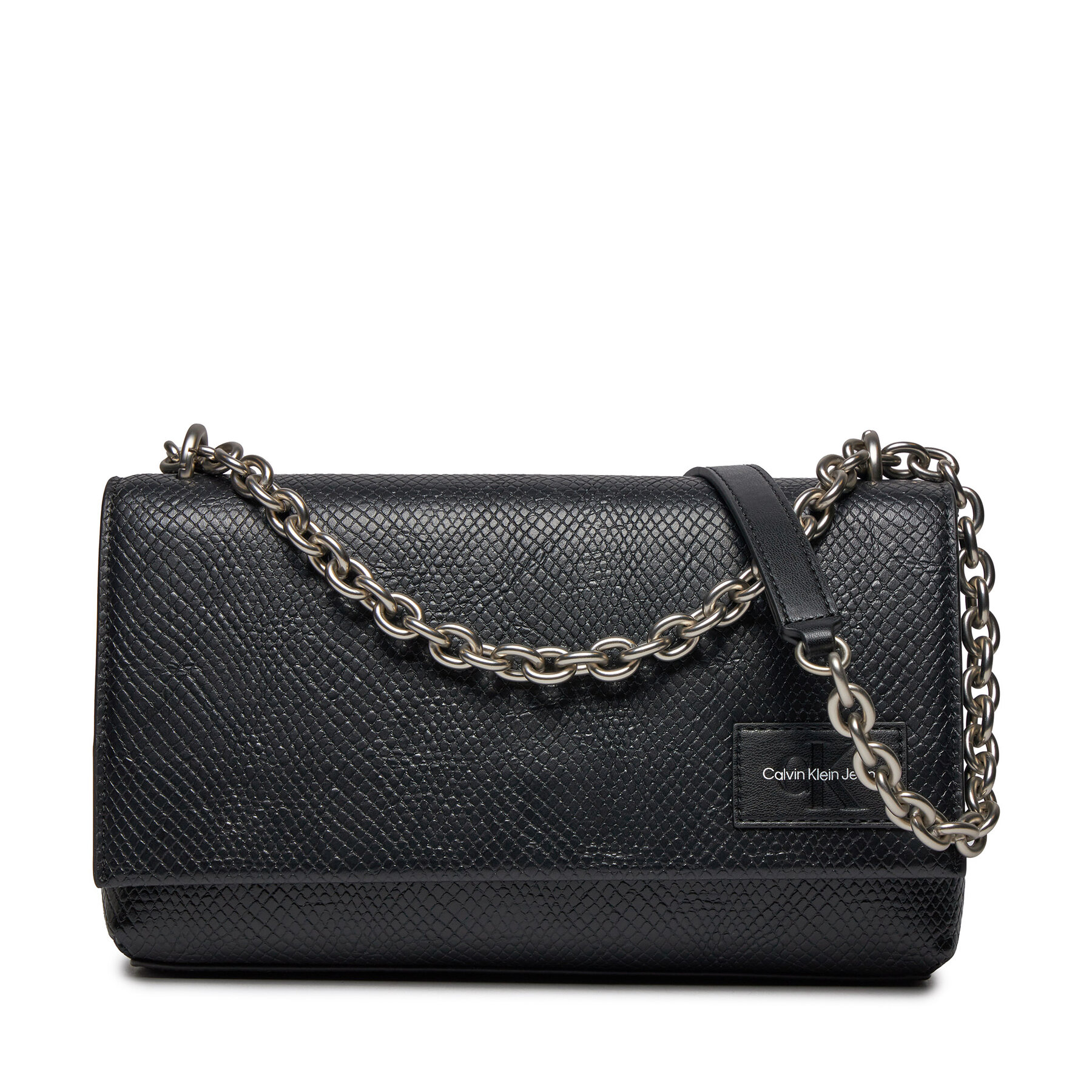 Handväska Calvin Klein Jeans Sculpted Flap W/Chain25 Snake K60K611521 Svart
