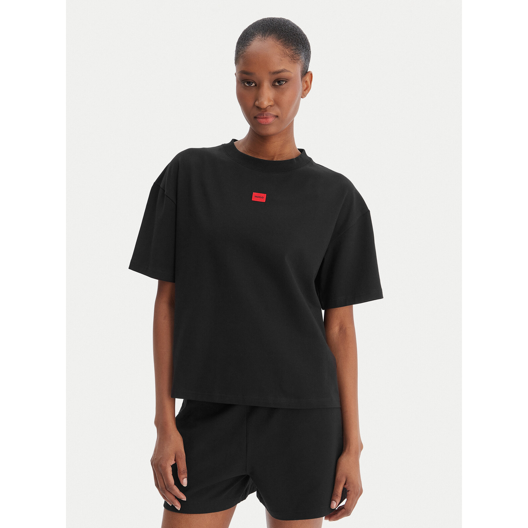 HUGO T-Shirt Signature 50556807 Schwarz Regular Fit