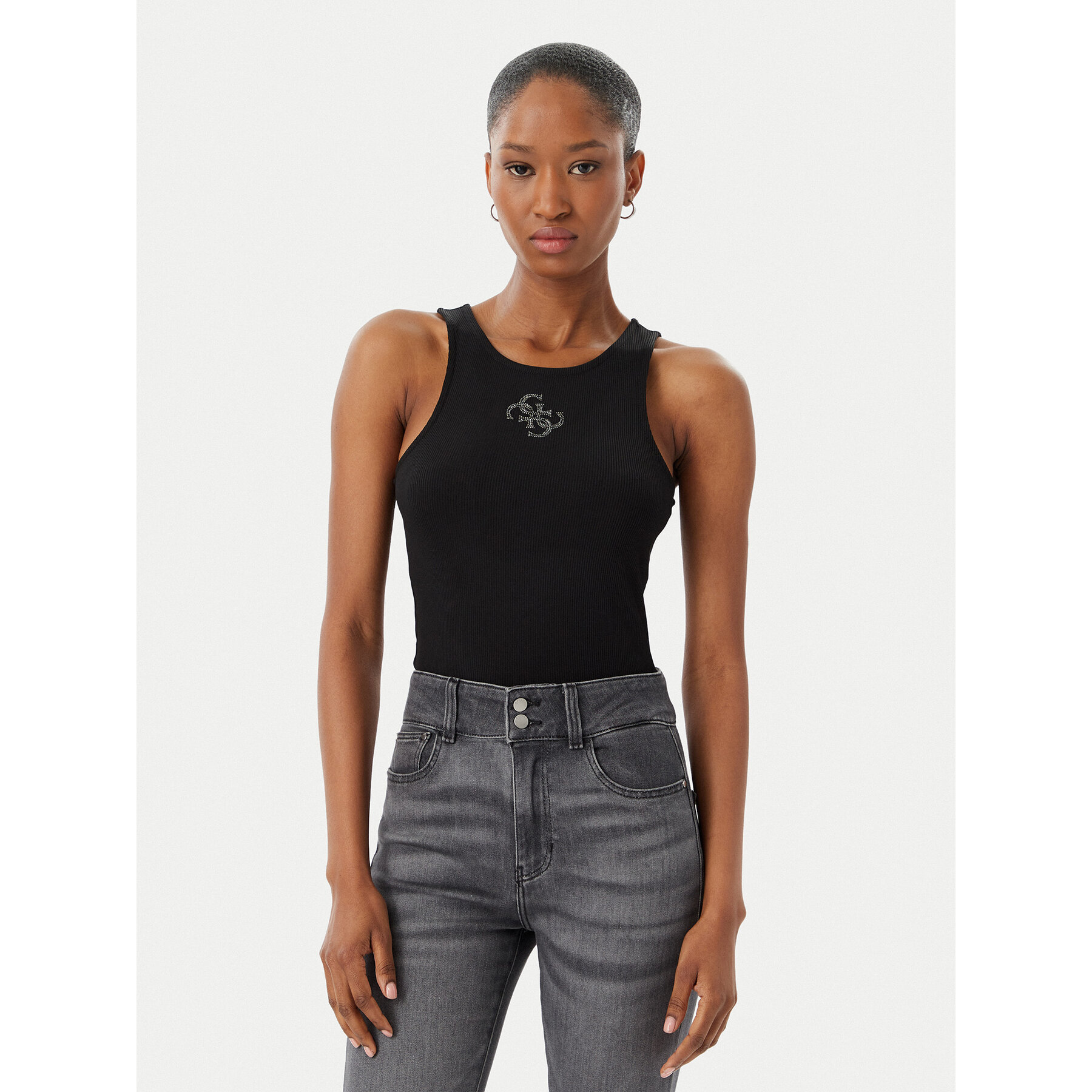 Guess Top W6RP39 KD092 Schwarz Regular Fit