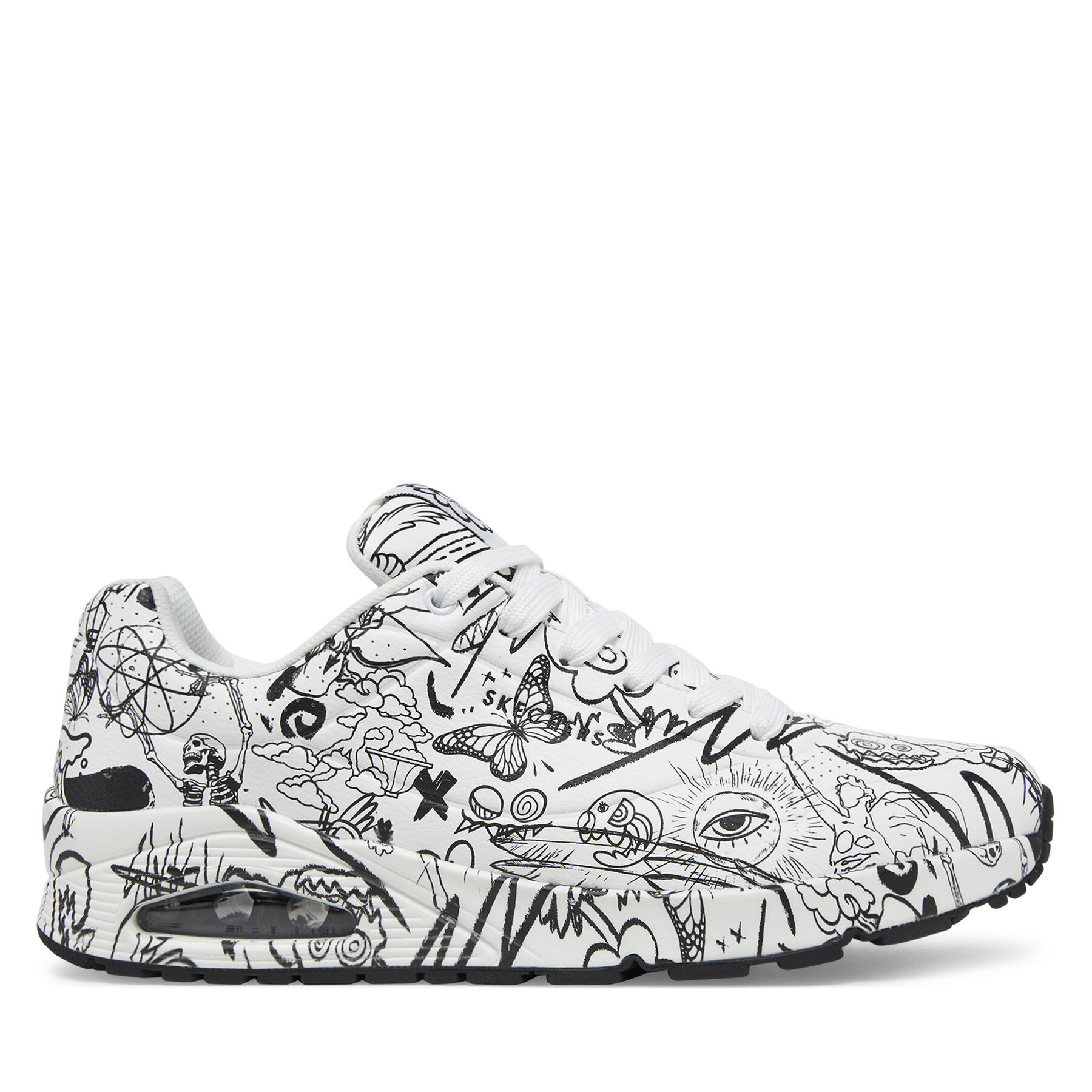 Sneakersy Skechers UNO Printed Lace-Up 183501/WBK Biela
