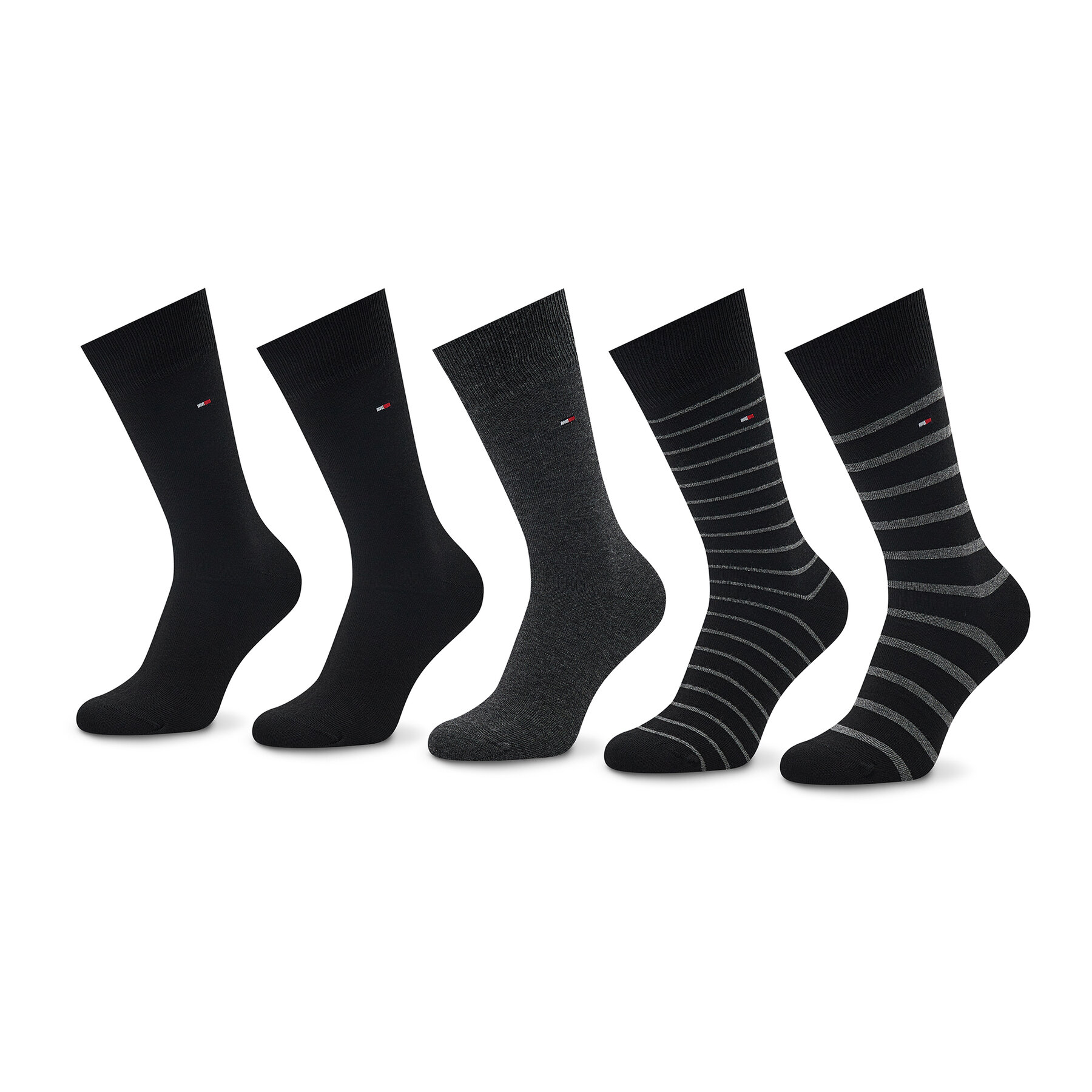 Set od 5 pari muških visokih čarapa Tommy Hilfiger 701220145 Black 002