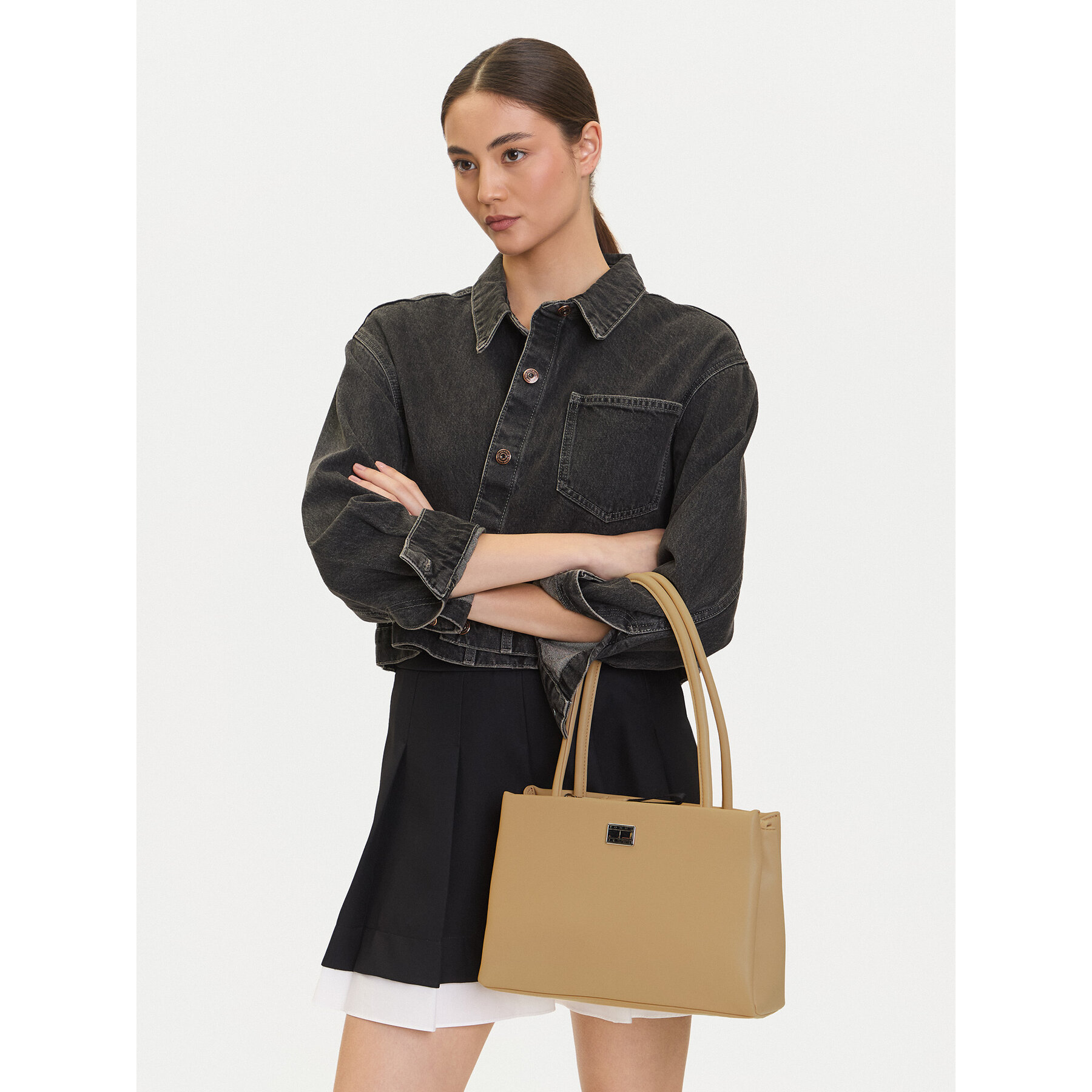 Τσάντα Tommy Jeans Tjw American Cool Med Tote AW0AW17297 Μπεζ