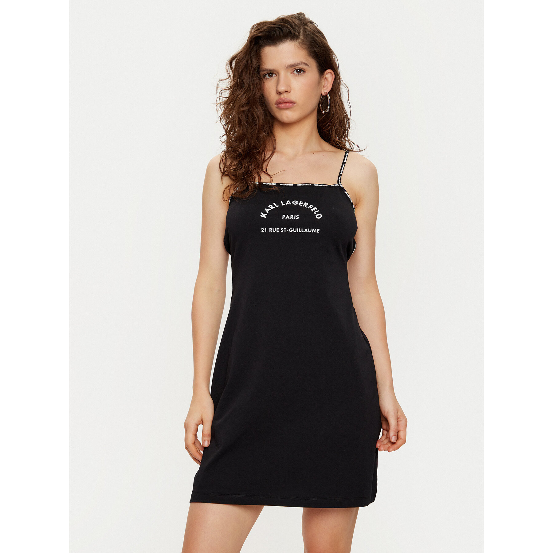 KARL LAGERFELD Camicia da notte A1W46081 Nero Regular Fit