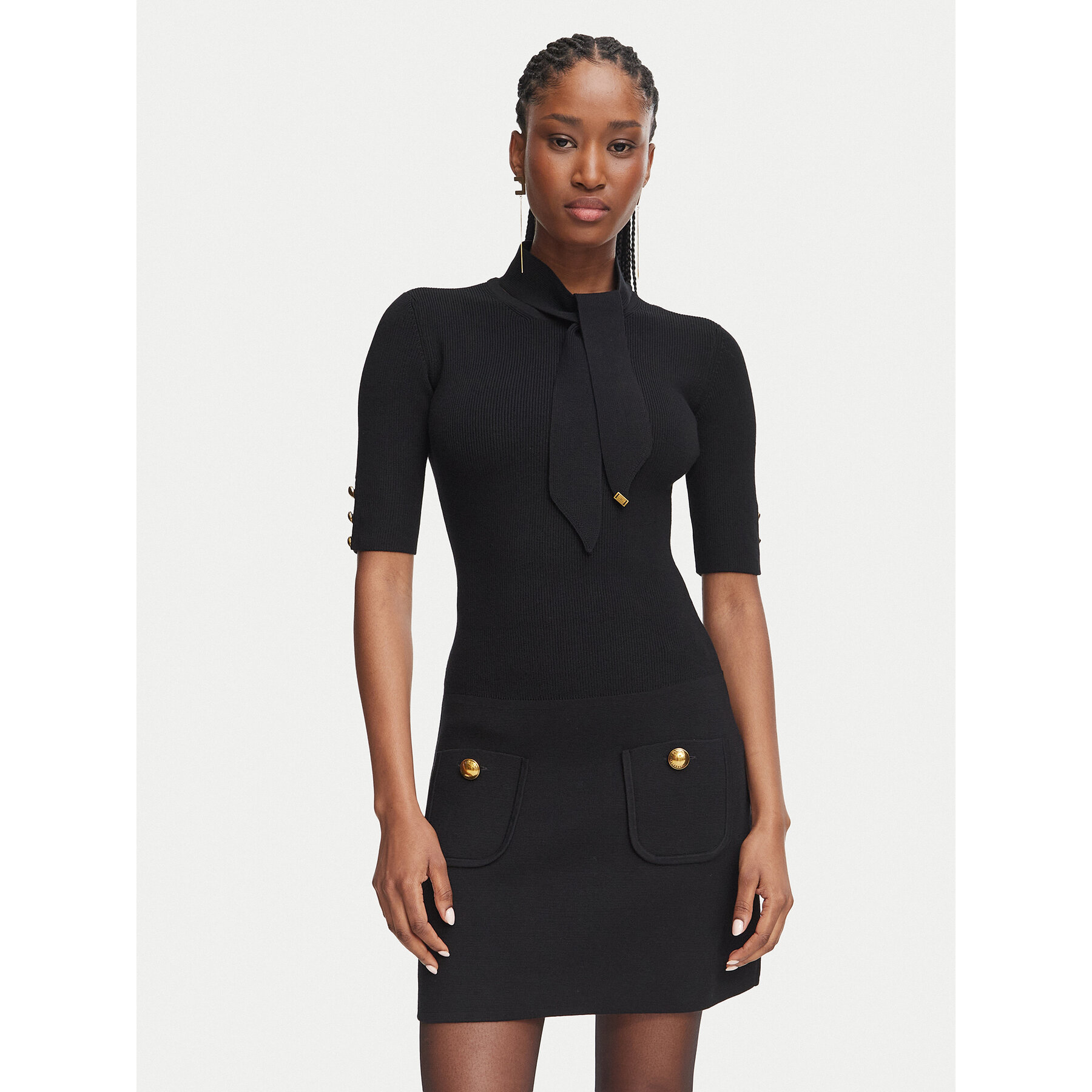 Elisabetta Franchi Coctailkleid AM-04S-66E2-V450 Schwarz Slim Fit