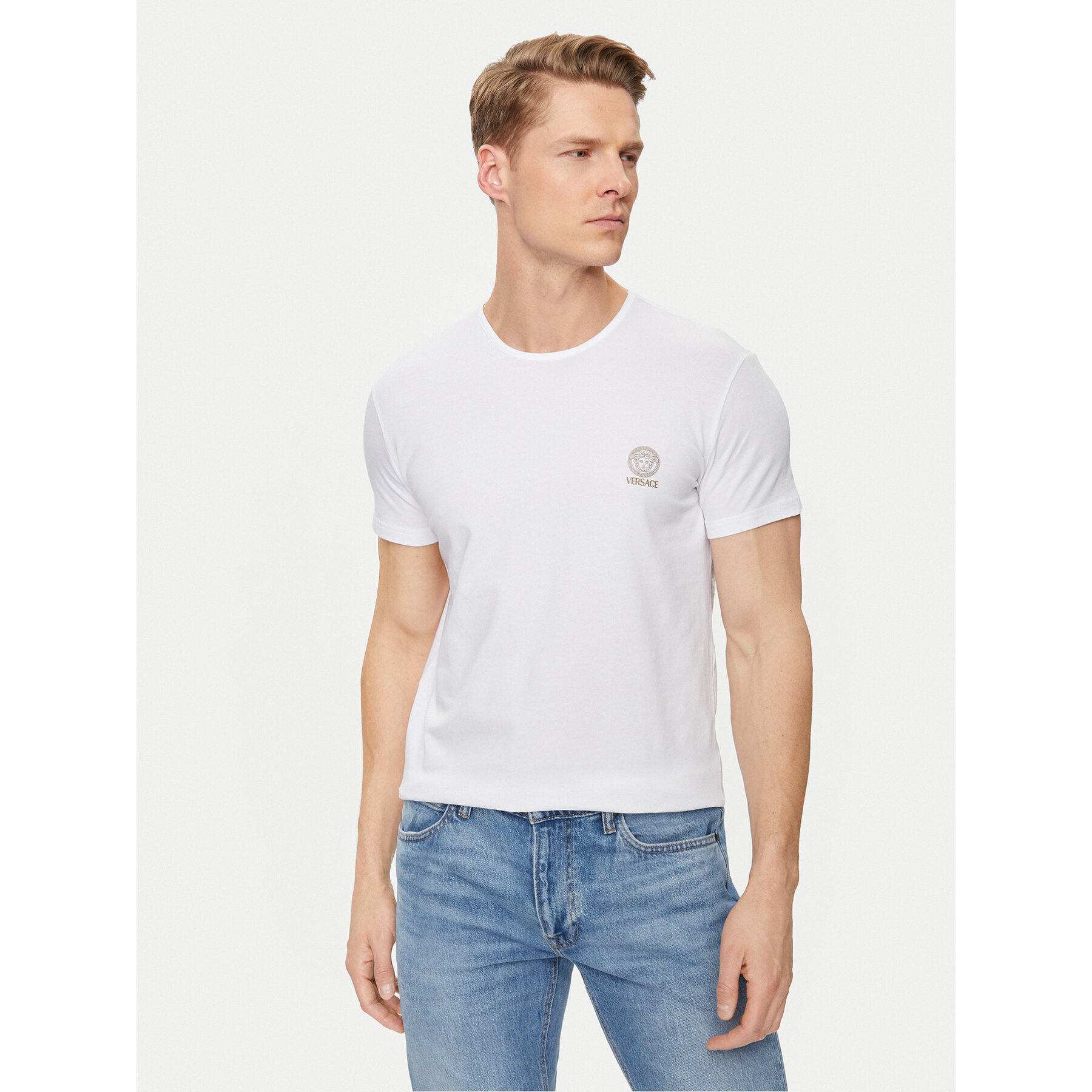 Versace T-shirt Medusa AUU01005 Bianco Slim Fit