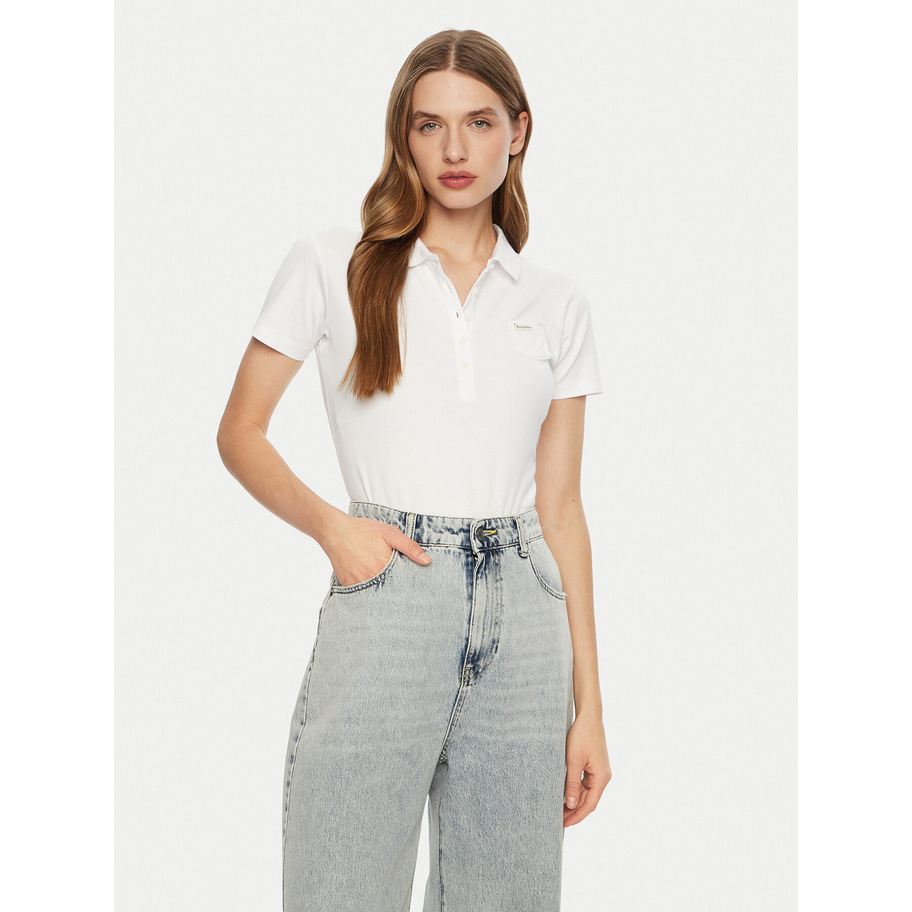 Guess Guess Polo W5RP47 KARS2 Λευκό Regular Fit