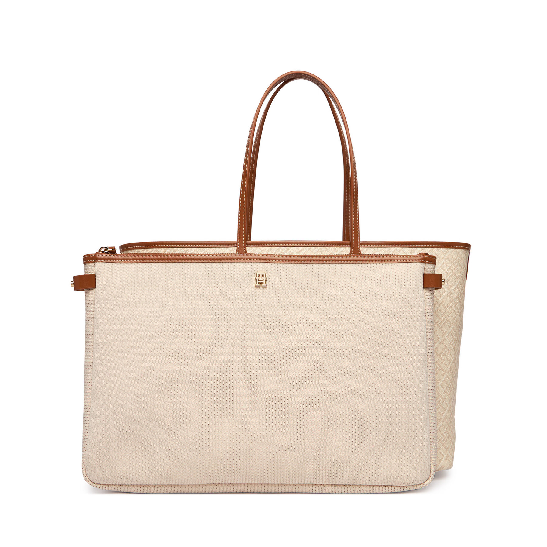 Geantă Tommy Hilfiger Th Monoplay Tote Le AW0AW17416 Bej