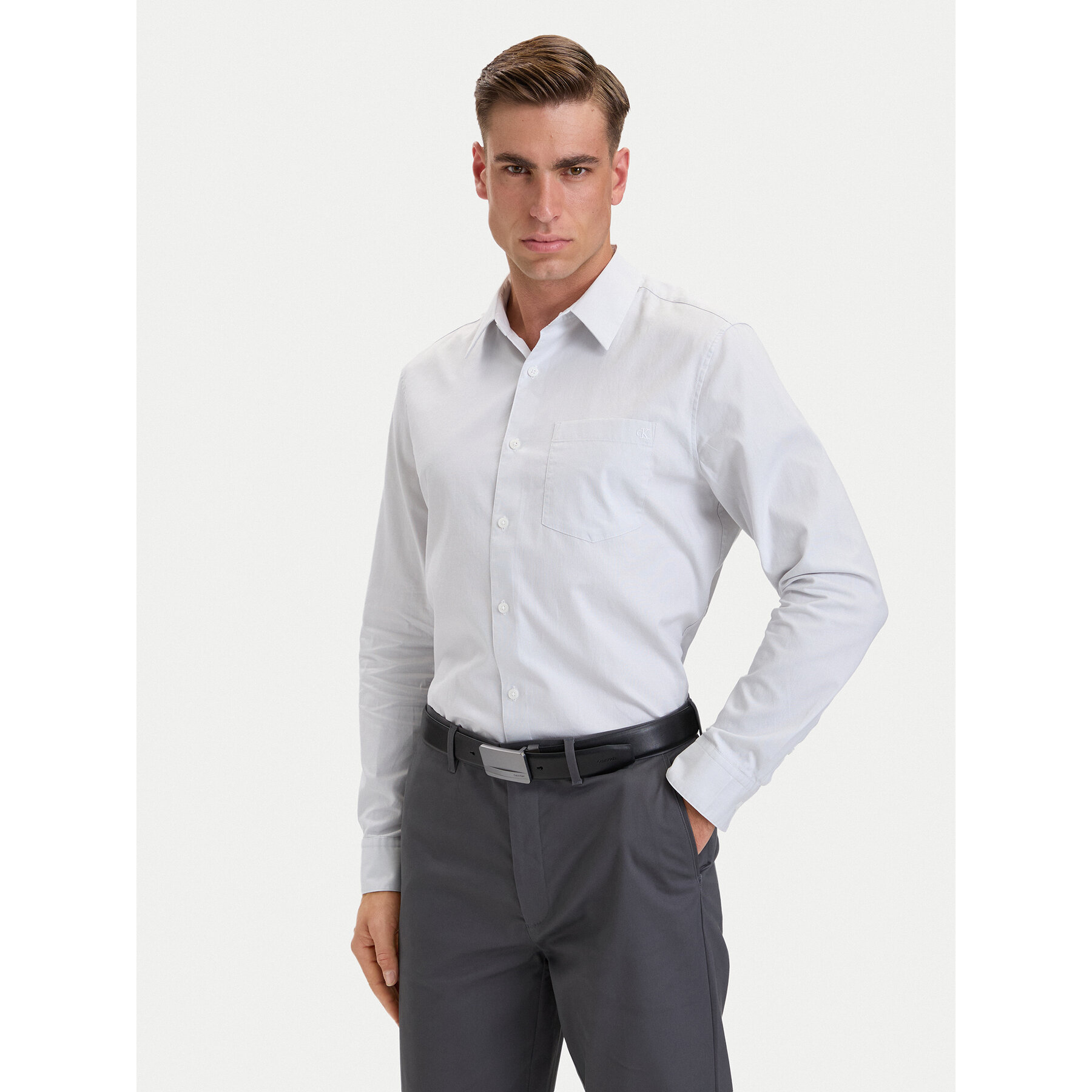 Calvin Klein Hemd Eoe Oxford LV04LH111G Weiß Regular Fit