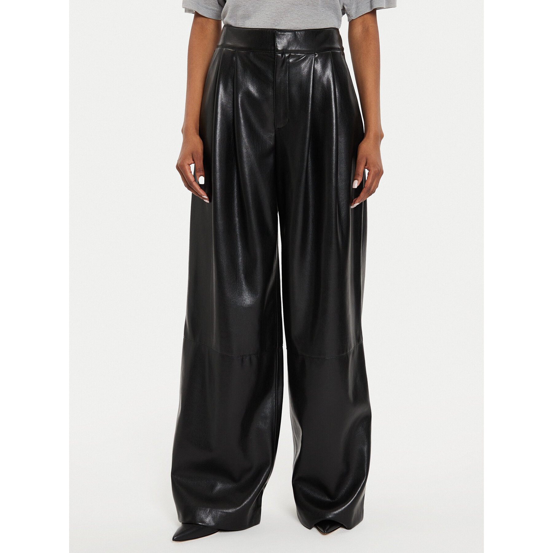 Boss Hose aus Kunstleder Tadesa 50518463 Schwarz Relaxed Fit
