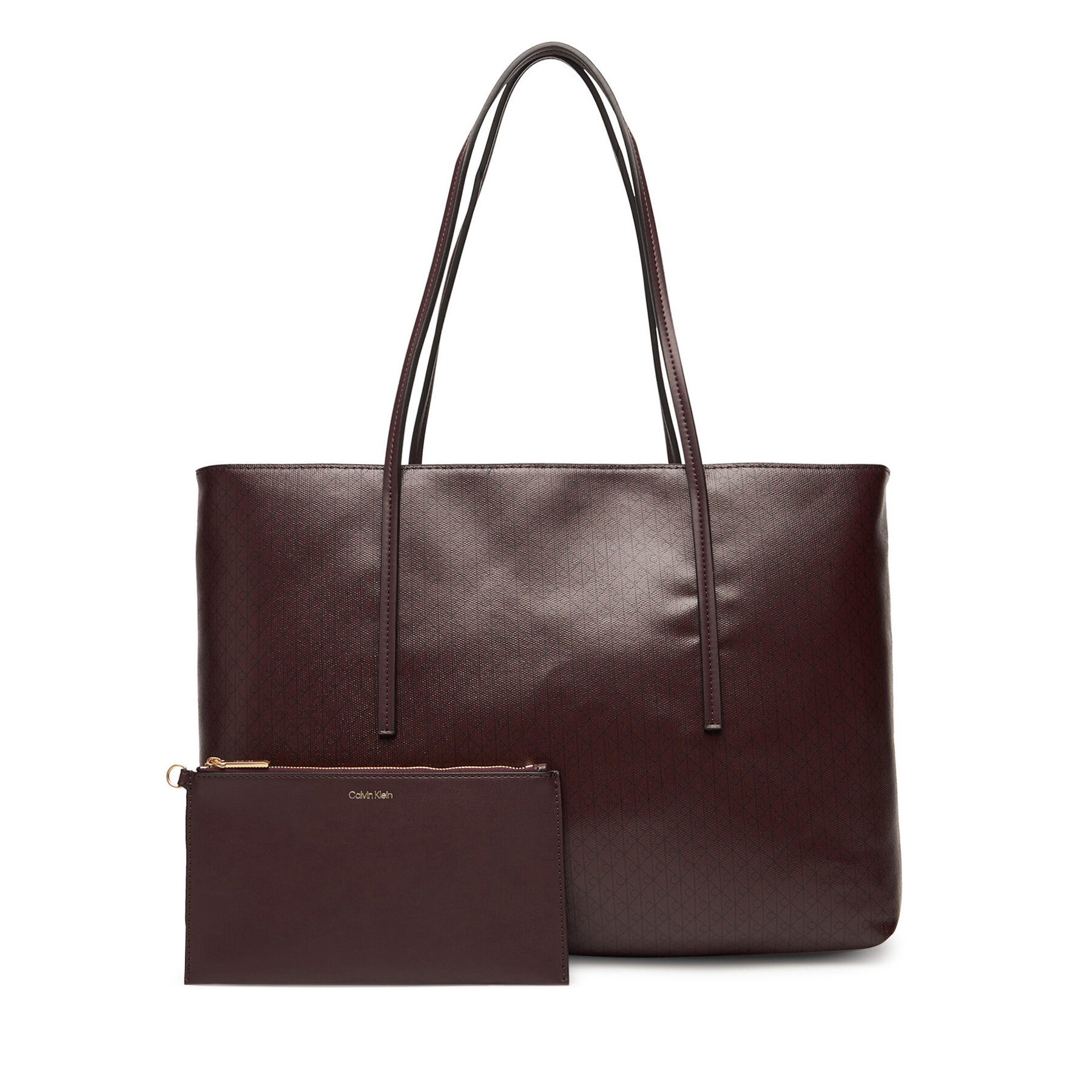 Дамска чанта Calvin Klein Emblem Aop Tote W/ Pouch LV04F3266G Бордо
