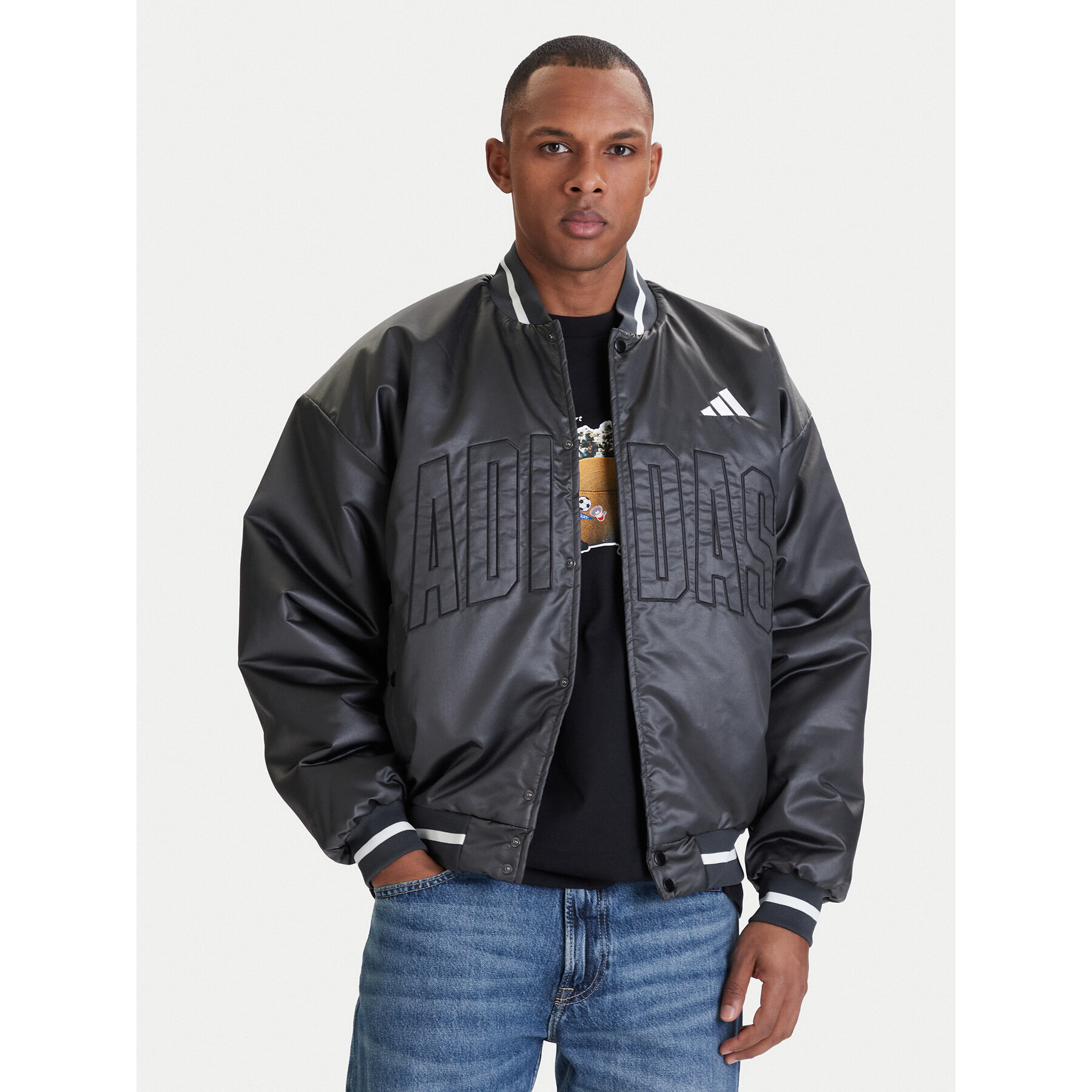 adidas Bomberjacke Stadium JZ6913 Grau Loose Fit
