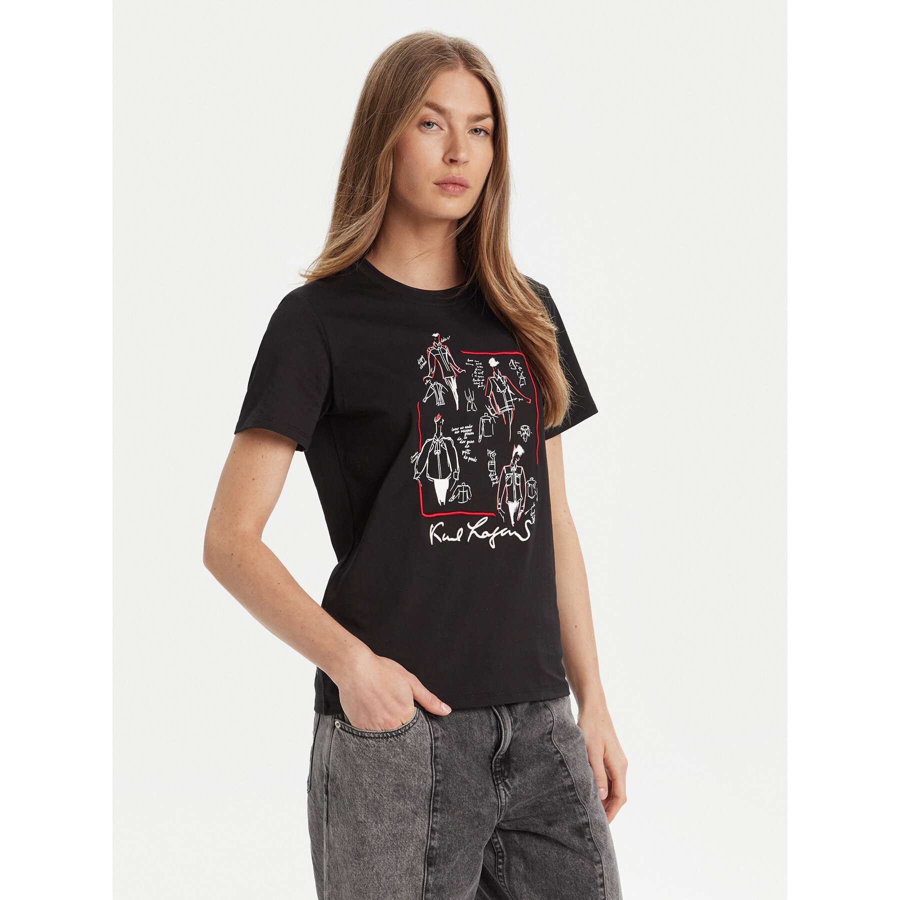 KARL LAGERFELD T-Shirt A3W17099 Schwarz Regular Fit