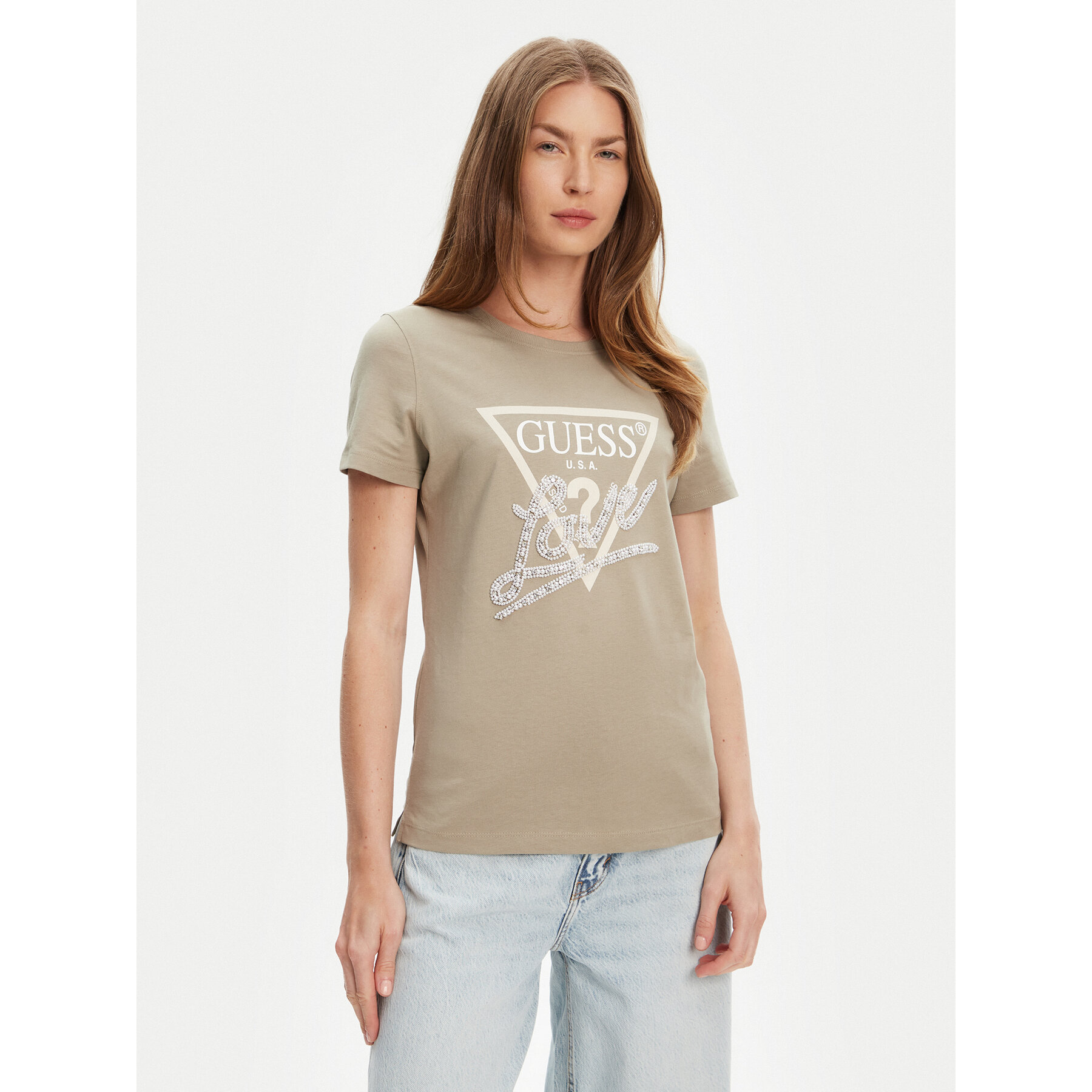 Guess Póló W5YI40 I3Z14 Zöld Regular Fit