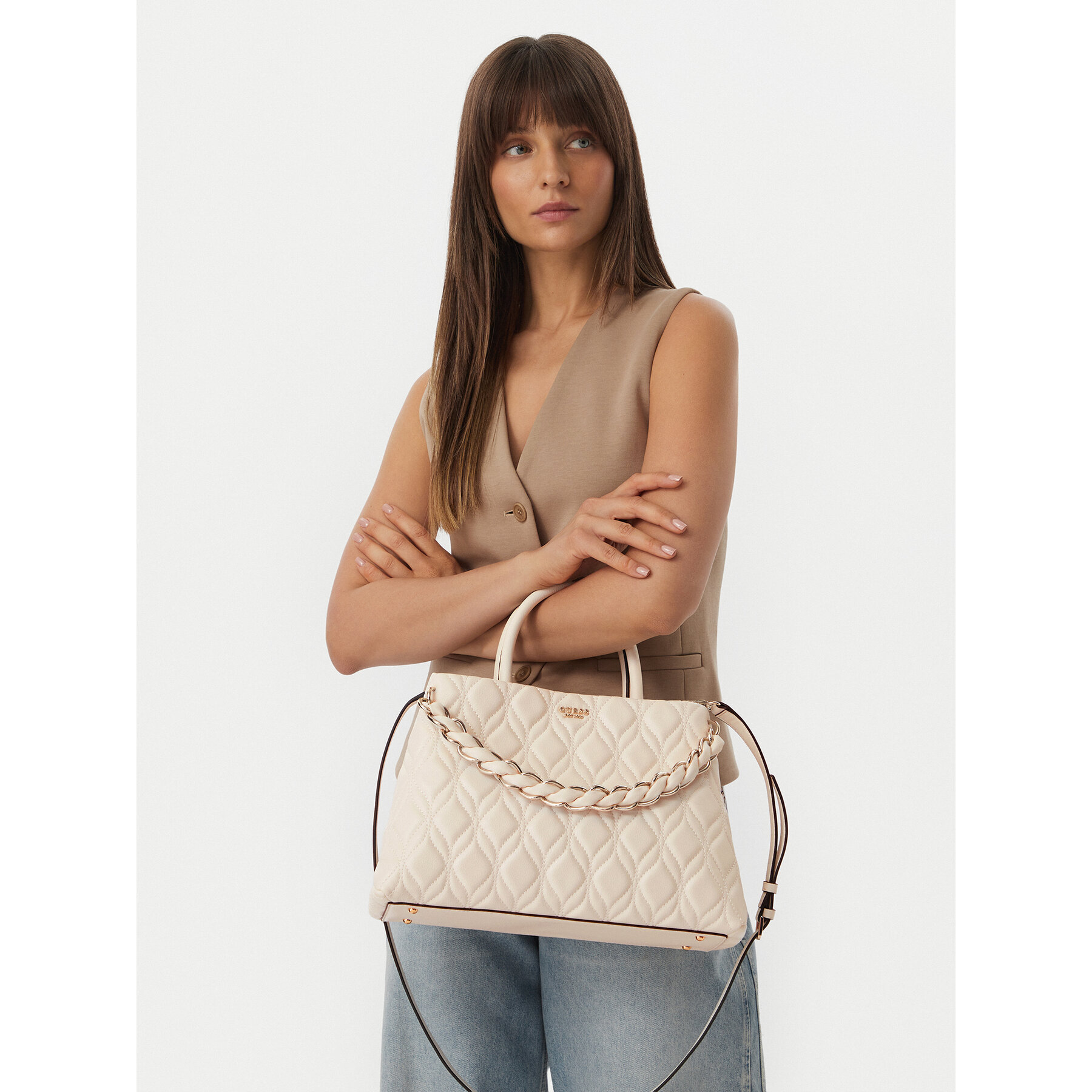 Ročna torba Guess Maxine HWQG97 33060 Kremna