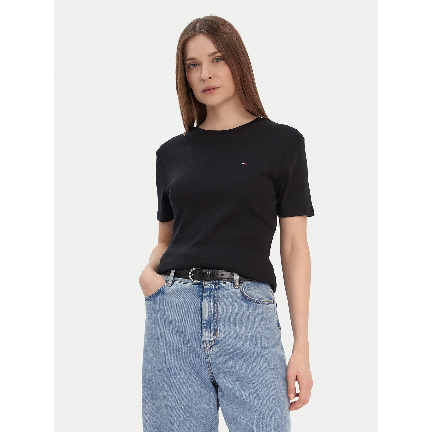 Tommy Hilfiger T-shirt New Cody WW0WW40587 Crna Slim Fit