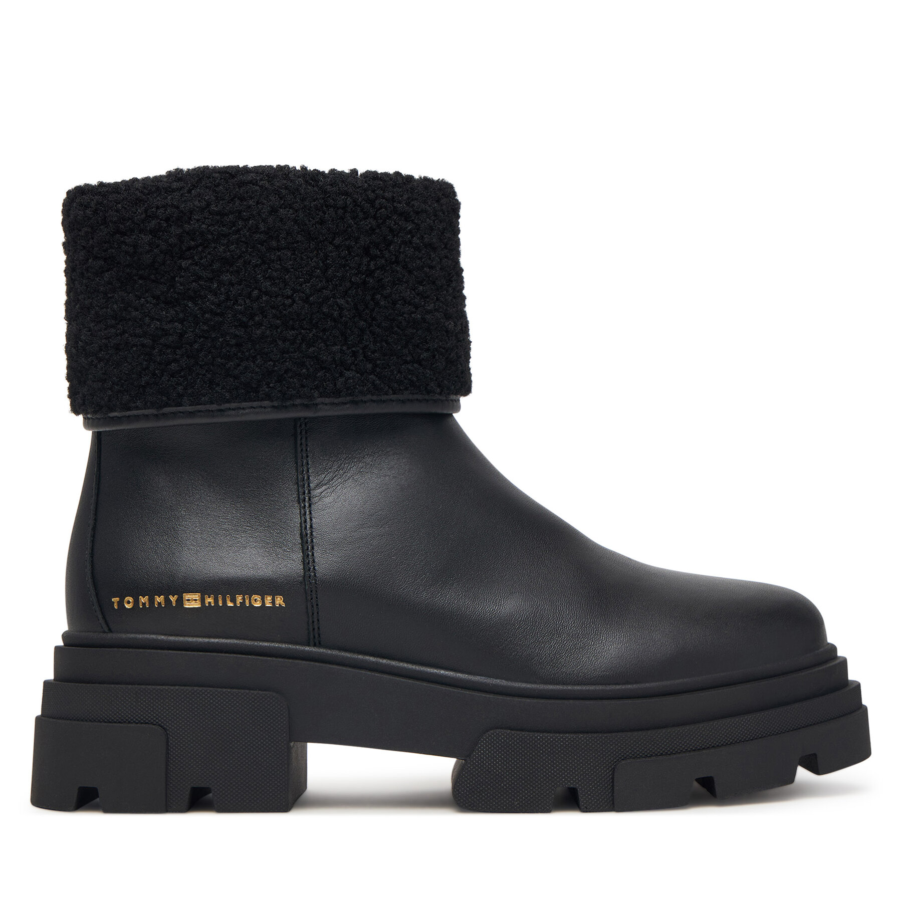Čizme Tommy Hilfiger Shearling Fold Chunky Ankle Boot FW0FW09677 Crna