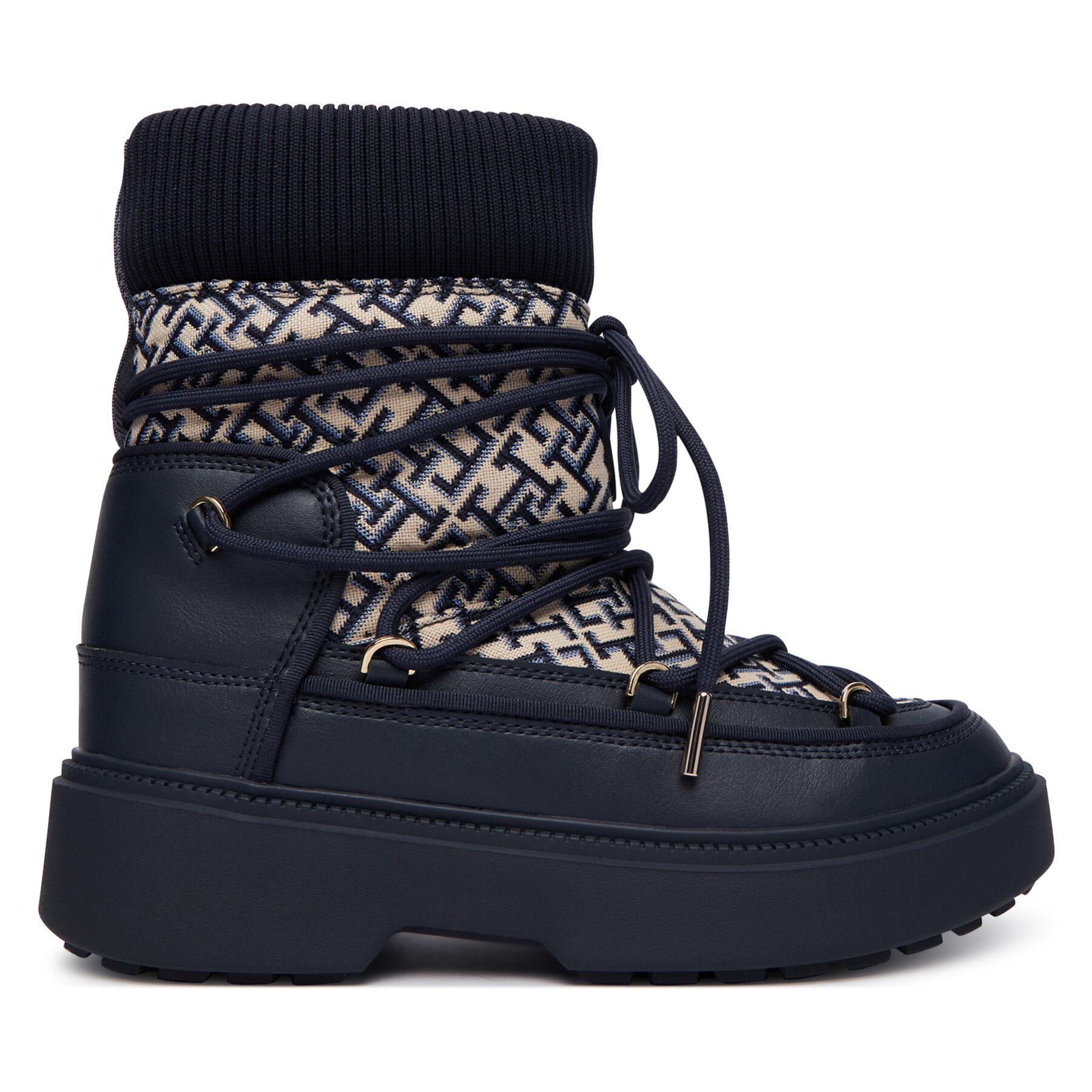 Hótaposó Tommy Hilfiger Monogram Water Resist Snow Boot FW0FW09491 Sötétkék
