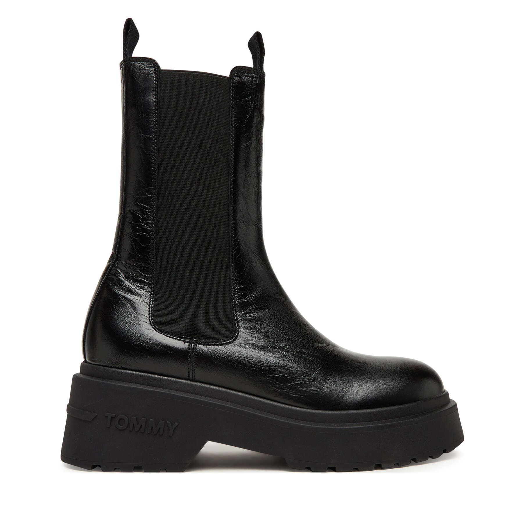 Jātnieku stila puszābaki Tommy Jeans Tjw Chunky Shiny EN0EN02888 Melns