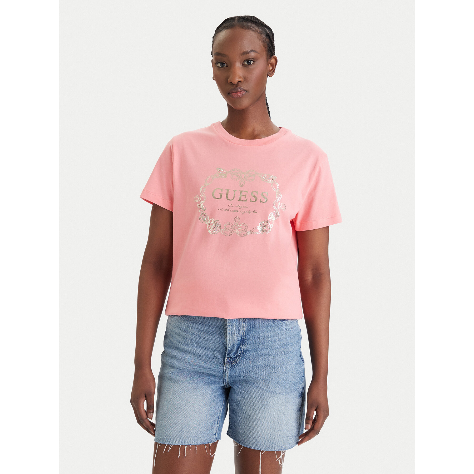 Guess Majica z dolgimi rokavi E6GI00 I3Z14 Roza Regular Fit