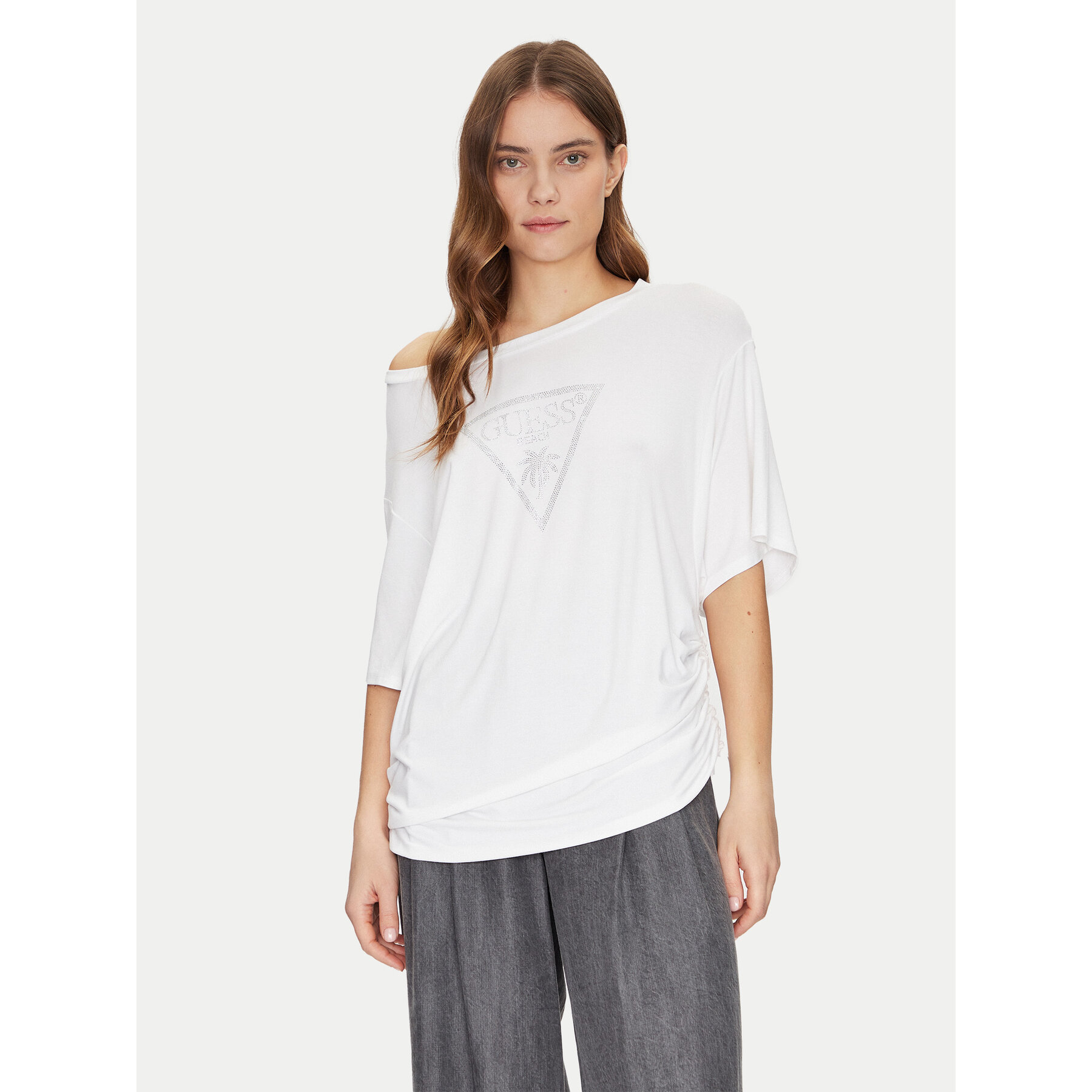 Guess T-Shirt E4GI00 K68D2 Λευκό Regular Fit