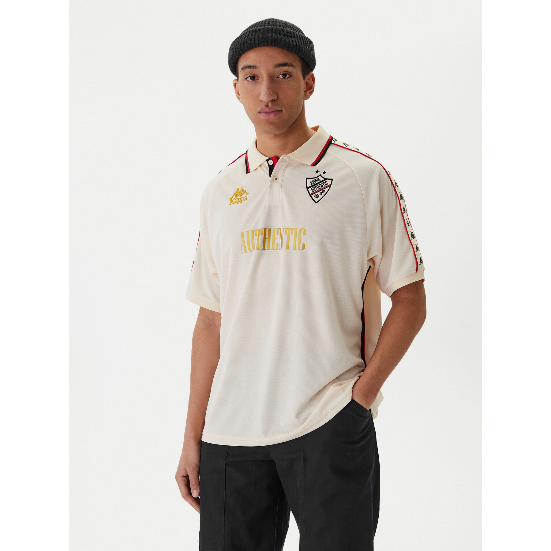 Kappa Technisches T-Shirt Banda Stafen 222 38254UW Écru Comfort Fit
