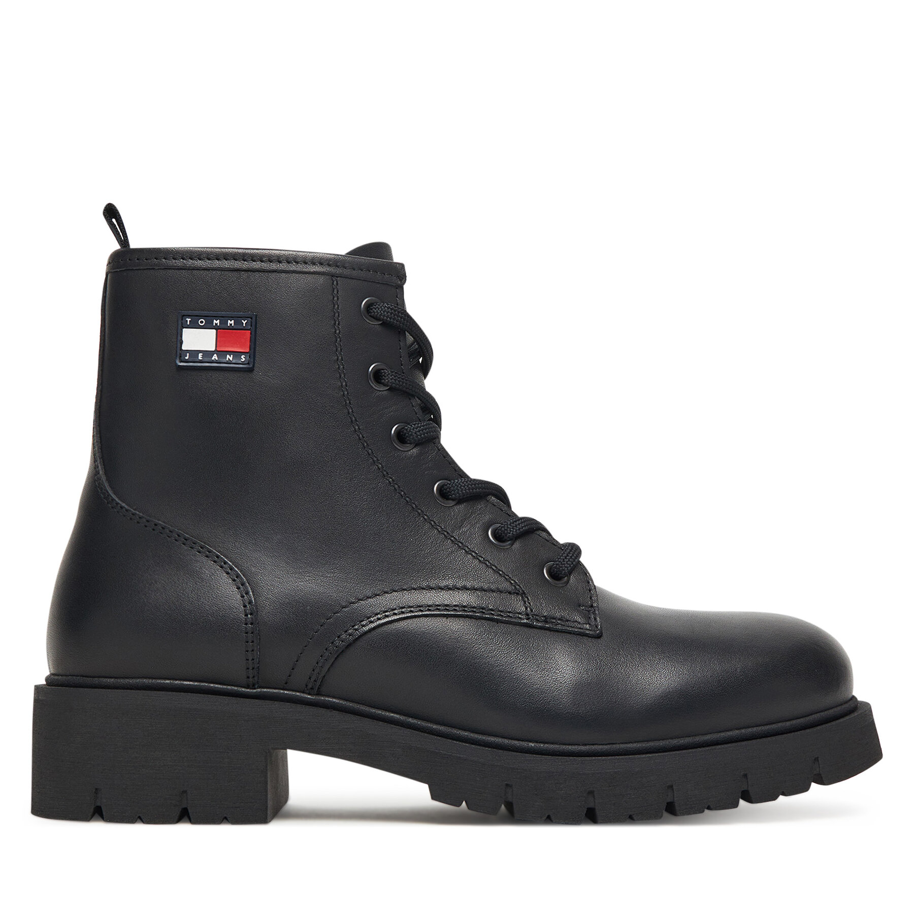 Outdoorová obuv Tommy Jeans Tjw Lace Up Leather Boot EN0EN02824 Čierna