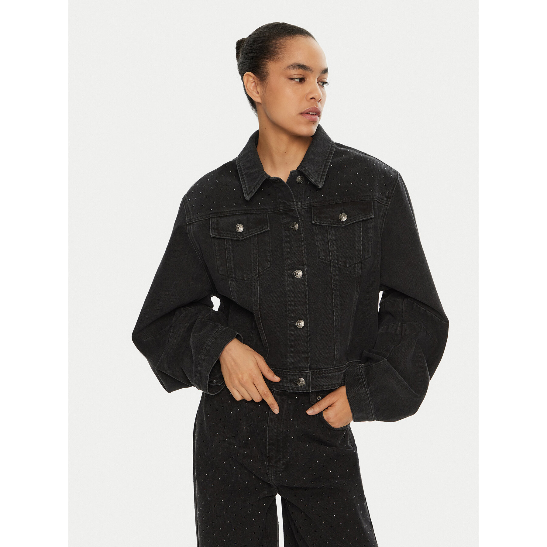 ROTATE Jeansjacke 113612 Grau Regular Fit
