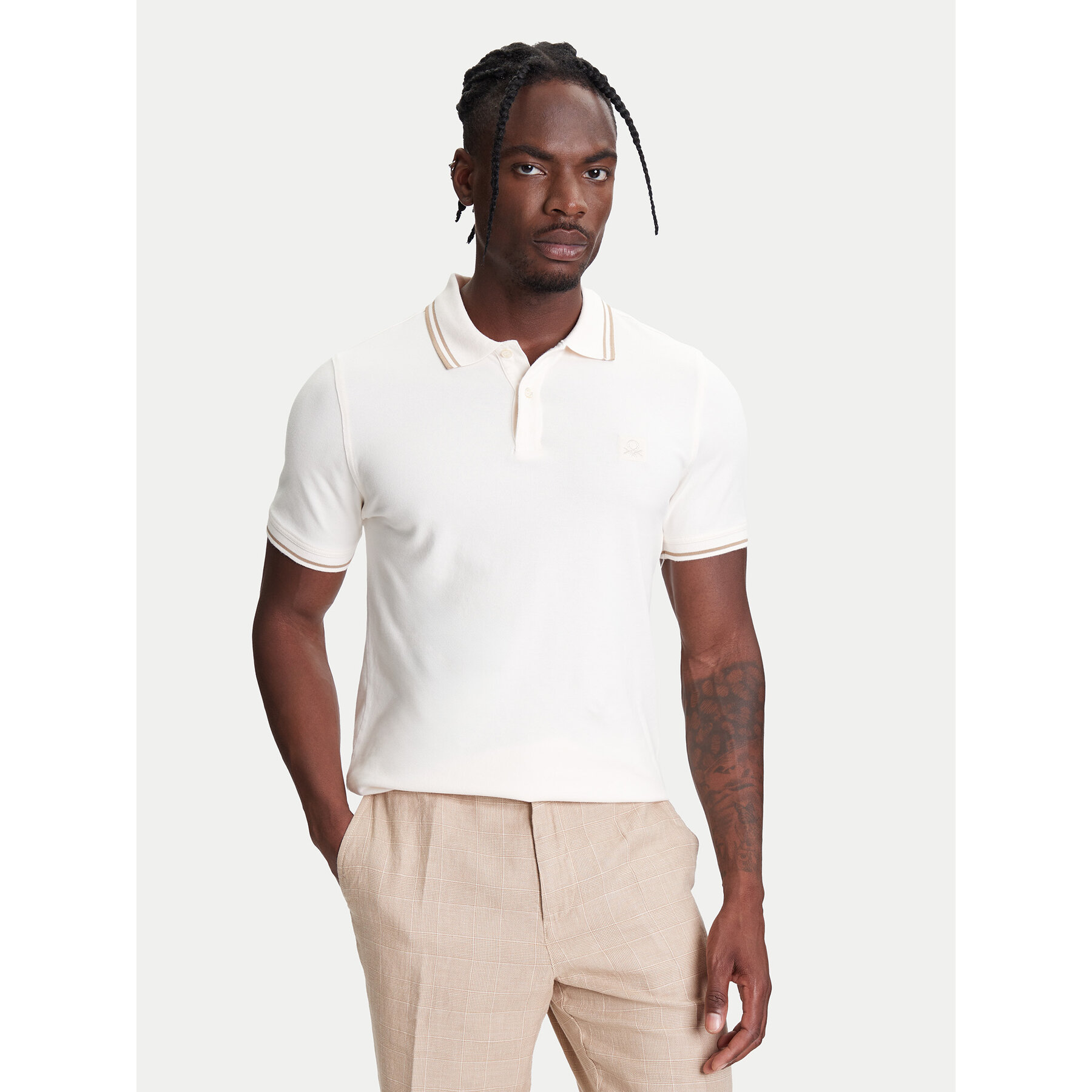 United Colors Of Benetton Polo 3F9HU302E Μπεζ Regular Fit