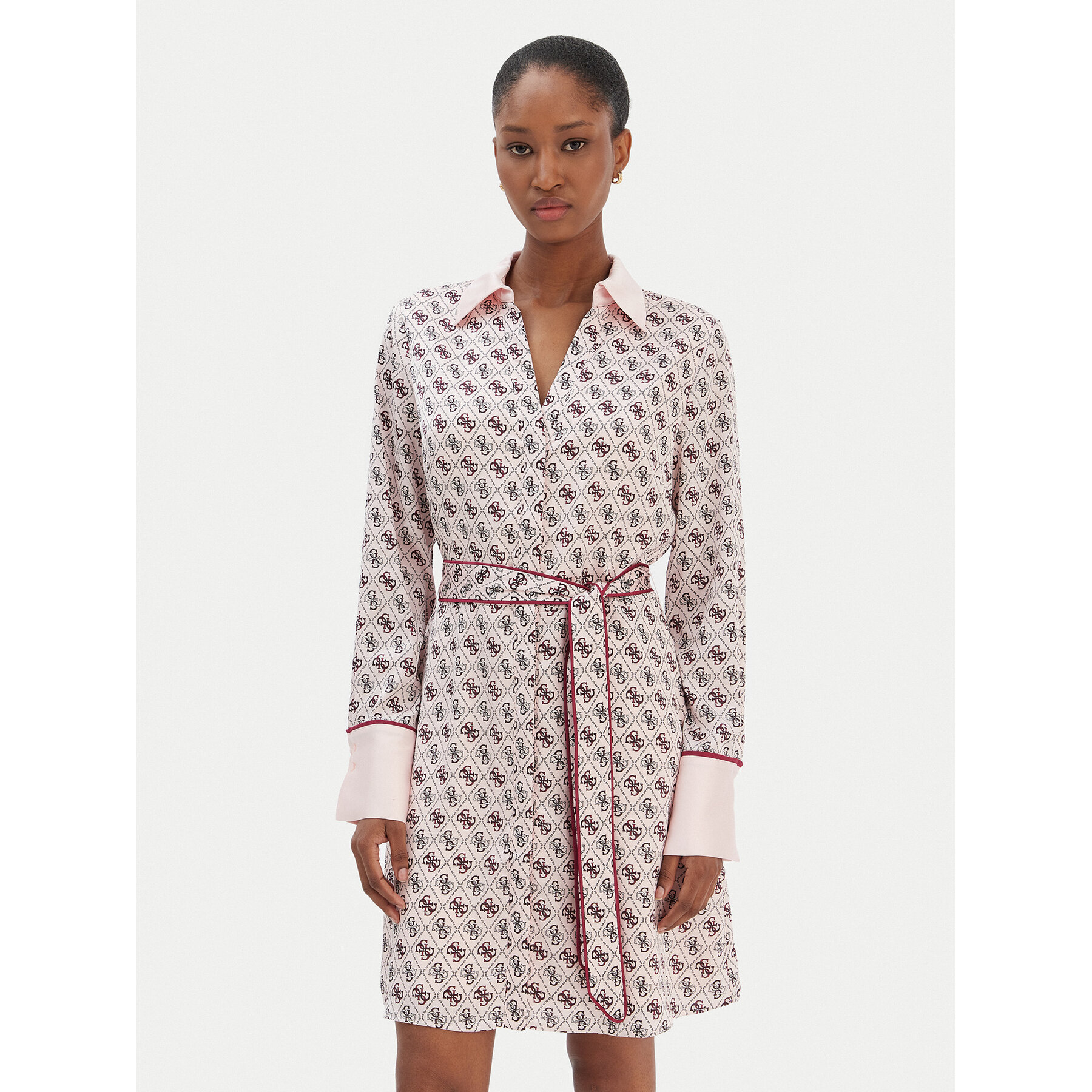 Guess Hemdkleid W6RK90 WF1T2 Rosa Regular Fit