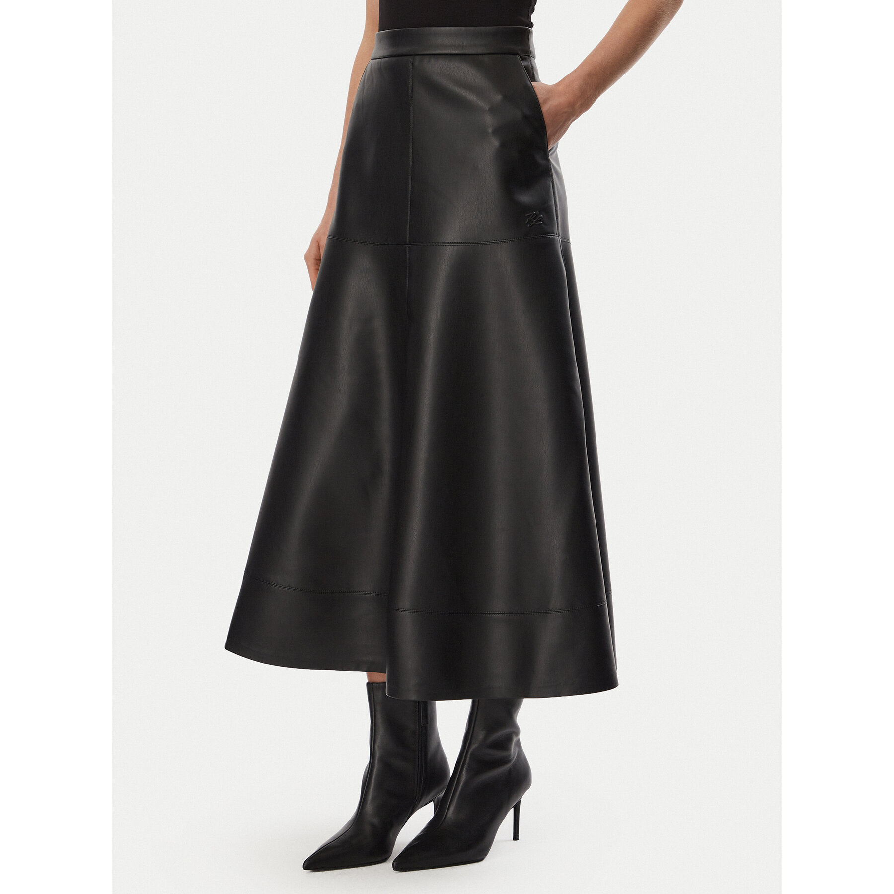 KARL LAGERFELD Rock aus Kunstleder B4W12004 Schwarz Regular Fit